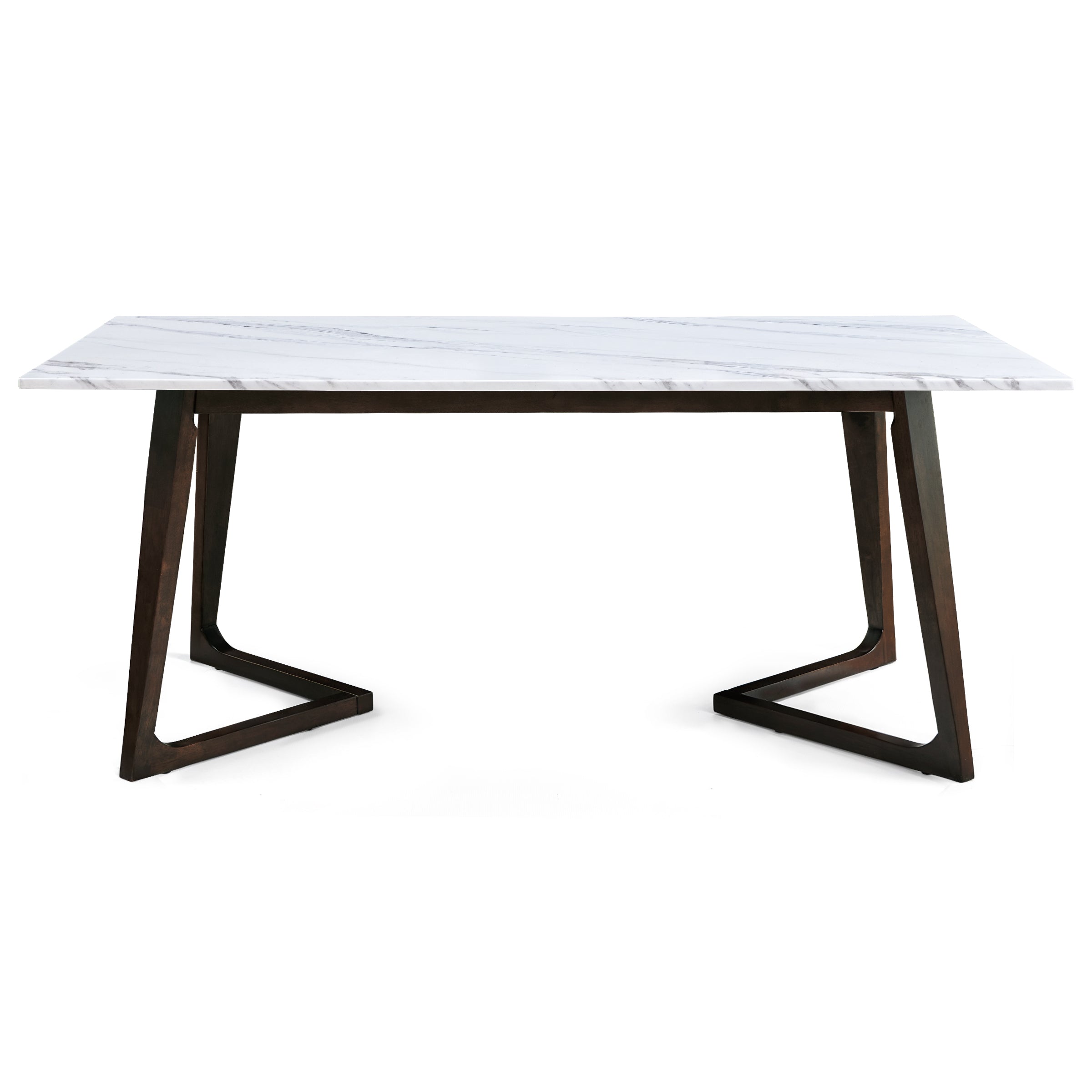Subrtex Marble Dining Table for 6, Modern Long Kitchen & Dining Room Table with Sturdy Geometric Wood Legs