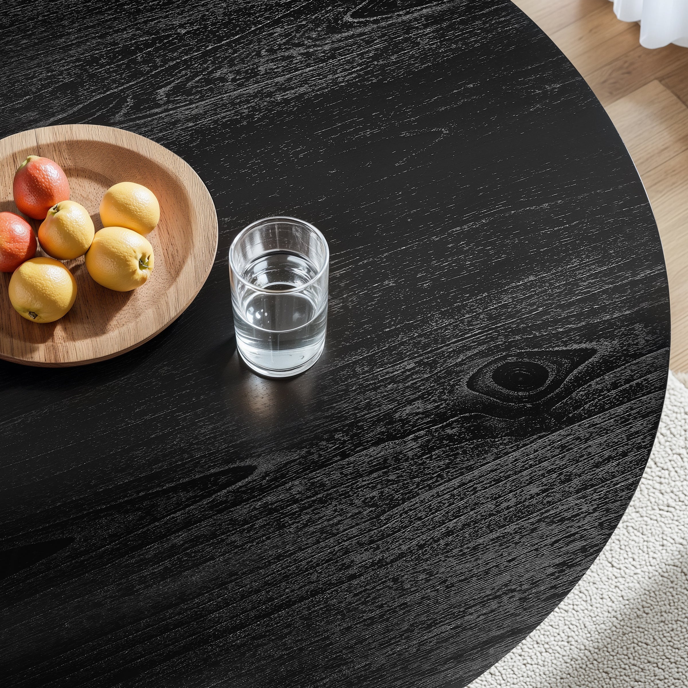 Subrtex Suspended-Look Round Dining Table With Wood Grain Integrates Modern Style
