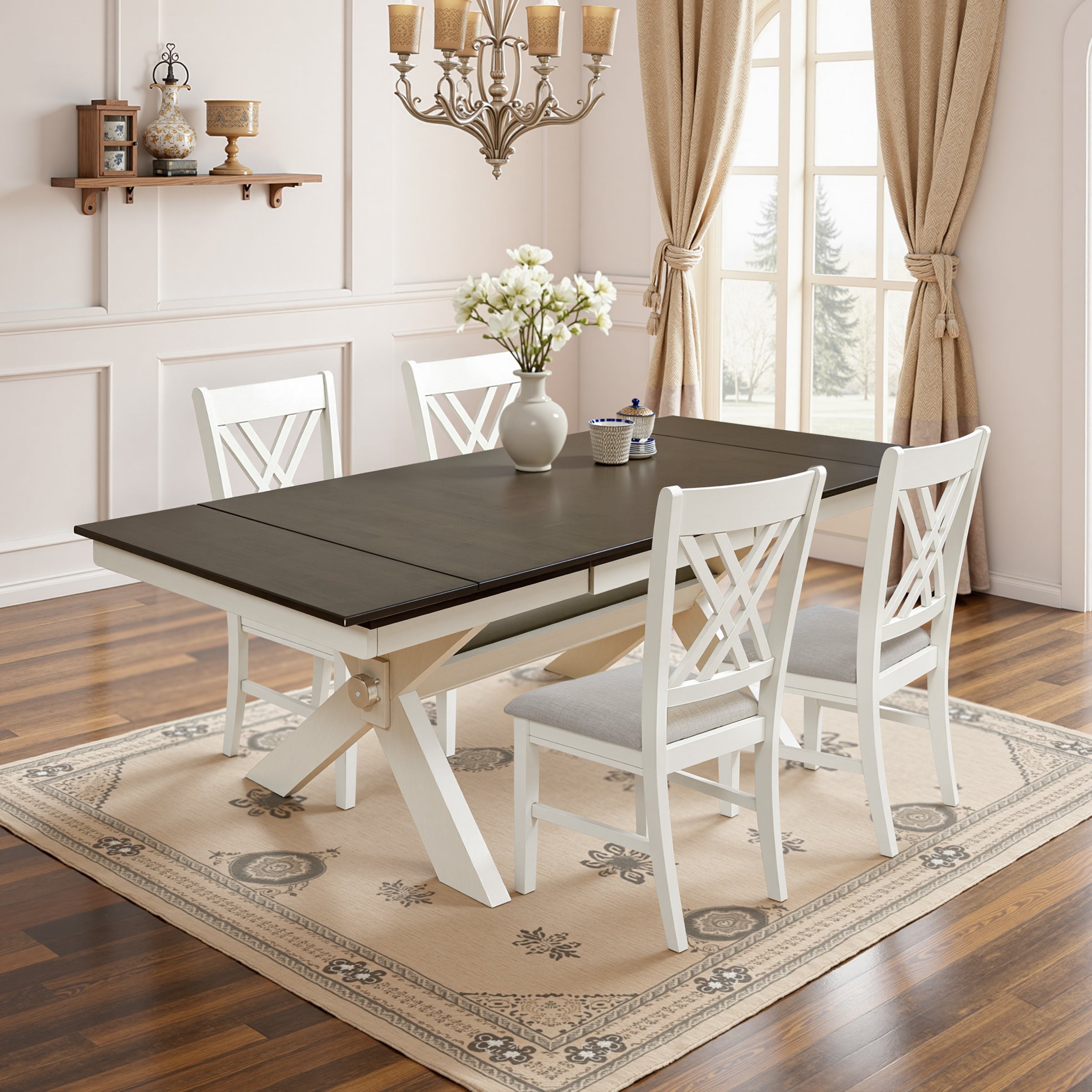 Subrtex Extendable Solid Wood Dining Table(66"-94")-Fits up to 8