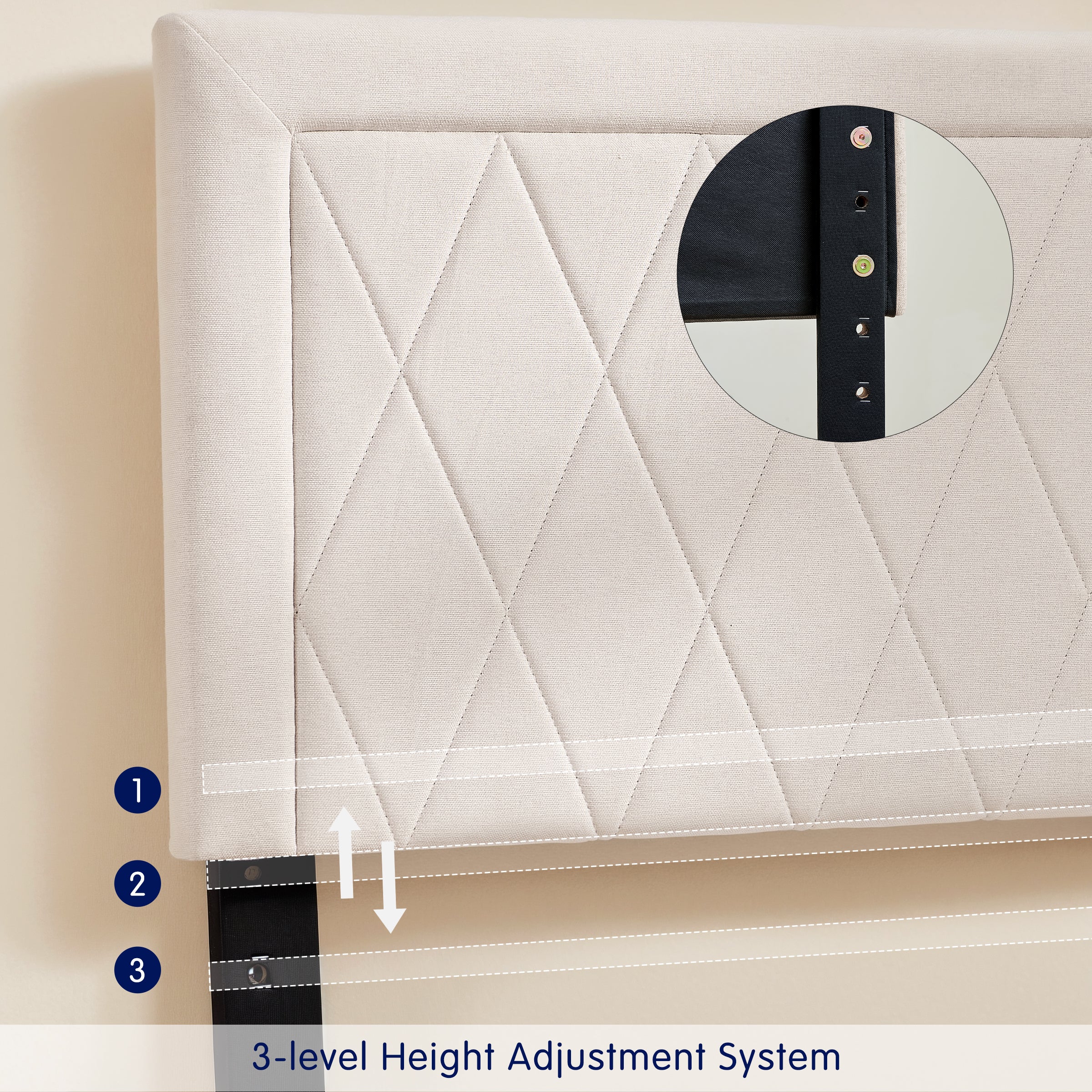 Subrtex Modern Diamond - Patterned Upholstered Bed Frame