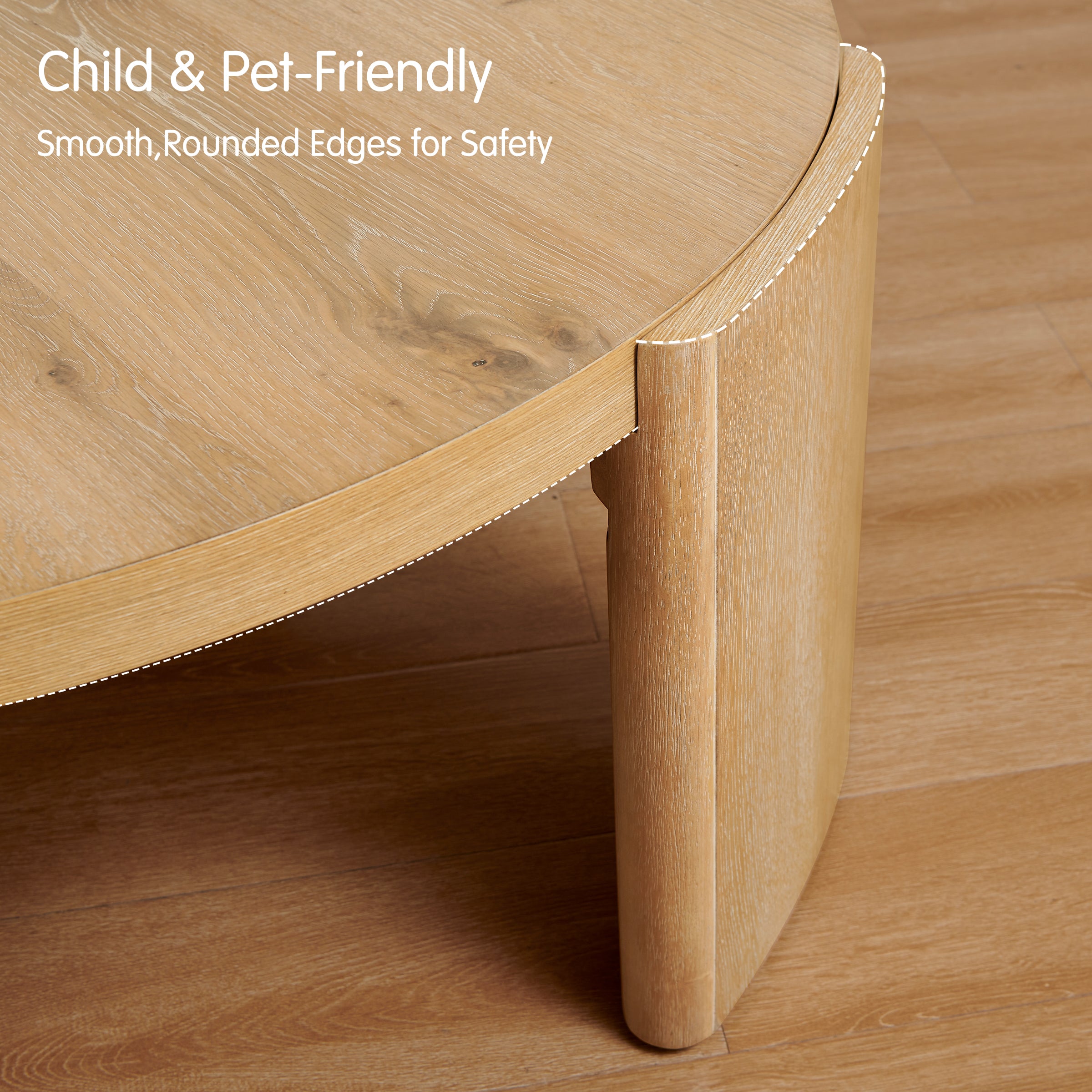 Subrtex Modern Round Side Coffee Table, Solid Wood Sofa Table for Living Spaces & Bedroom Decor