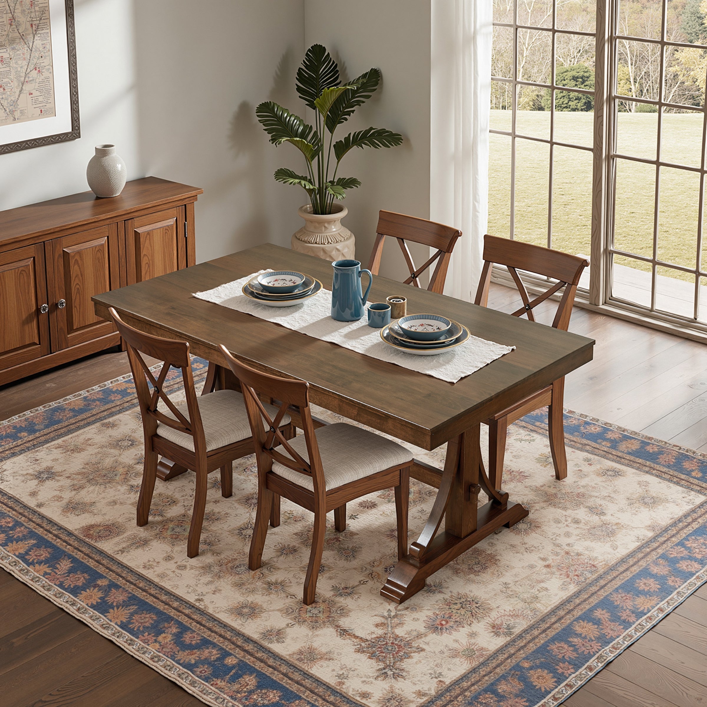 Subrtex Classical Minimalist Dining Table , Solid Wood, 6 - Person Seating, Elegant Design