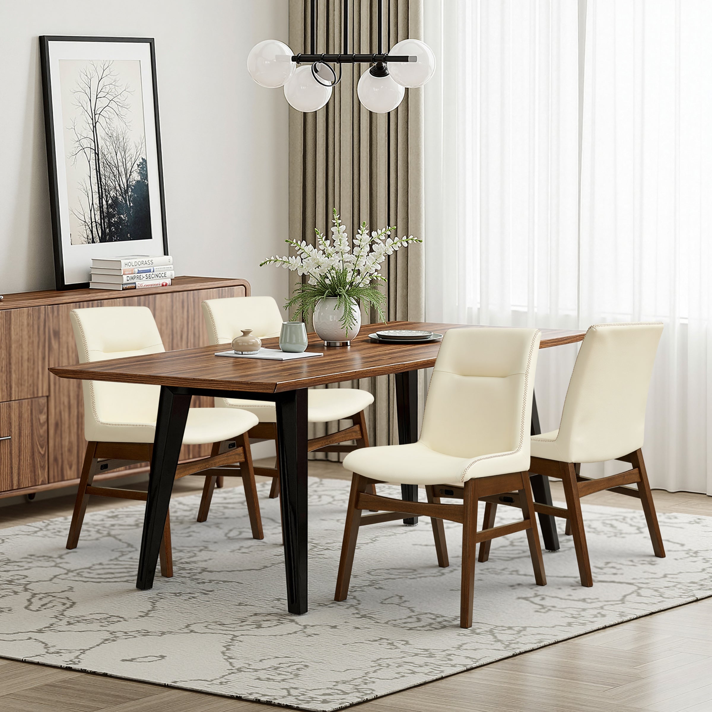 Subrtex Leather Waterproof Modern Dining Chairs(Set of 2)