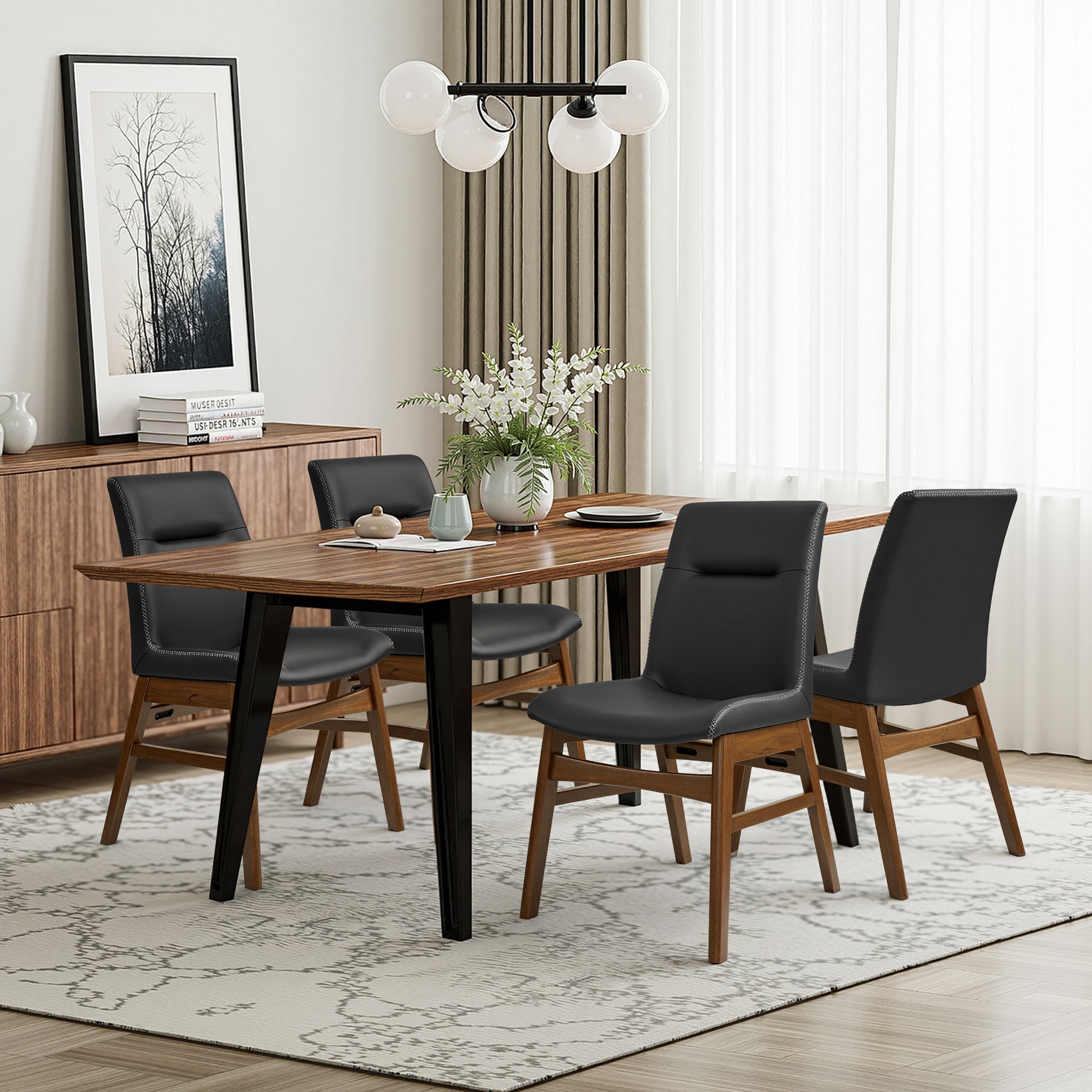 Subrtex Leather Waterproof Modern Dining Chairs(Set of 2)