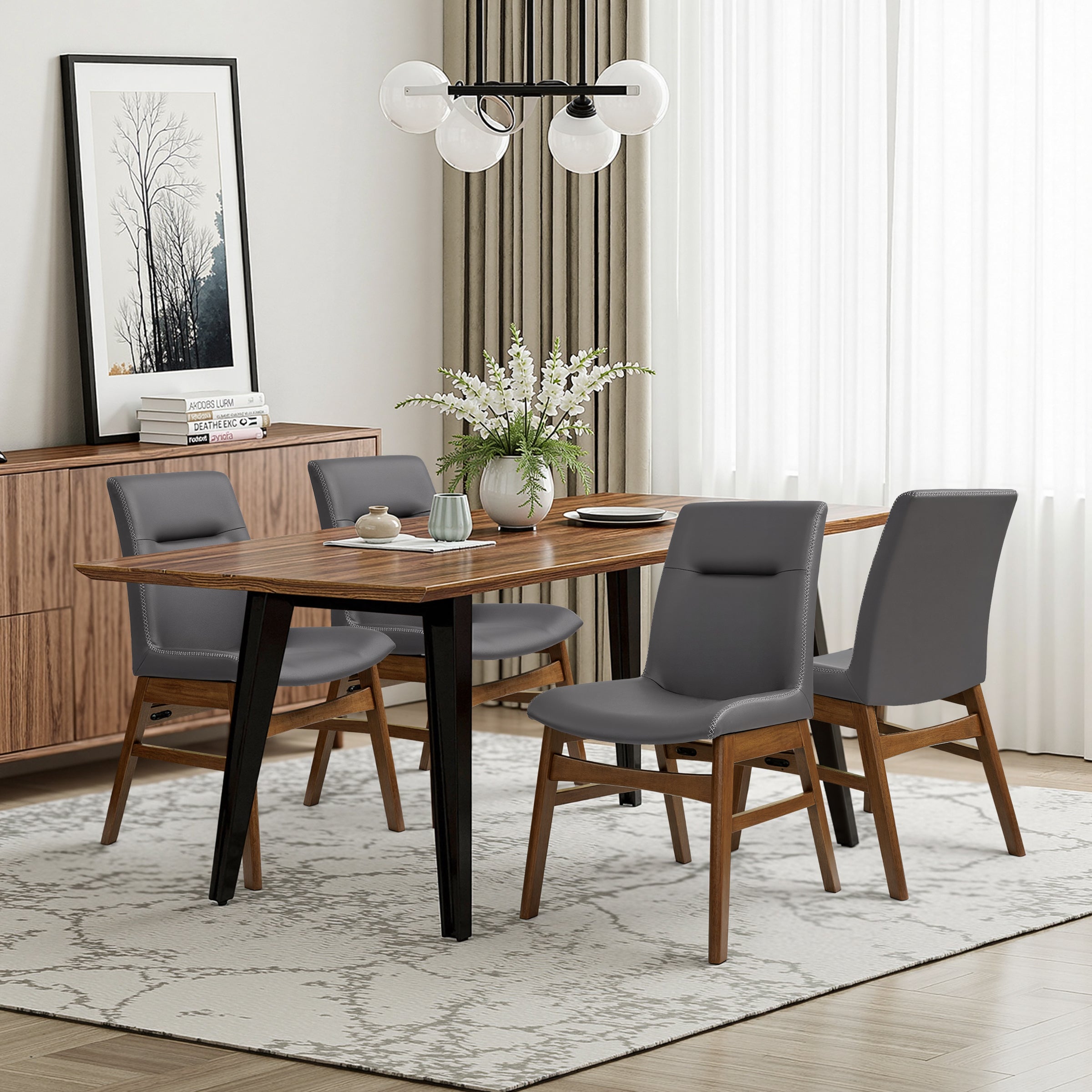 Subrtex Leather Waterproof Modern Dining Chairs(Set of 2)