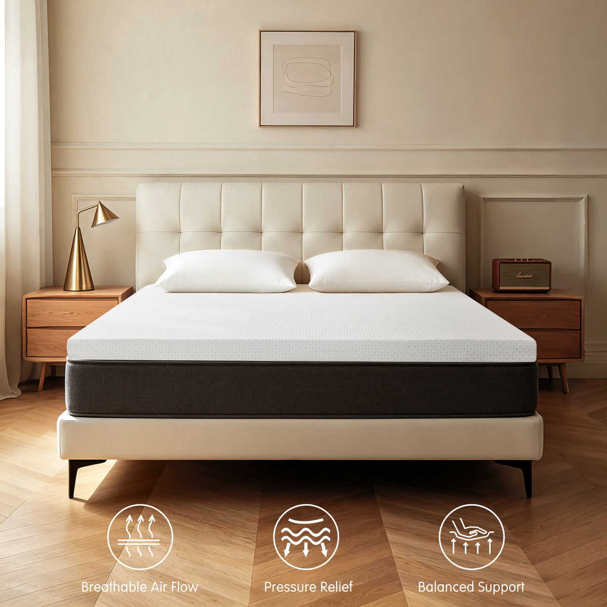 2, 3, or 4 Inch Gel-Infused Memory Foam Mattress Topper with Removable Fitted Cover