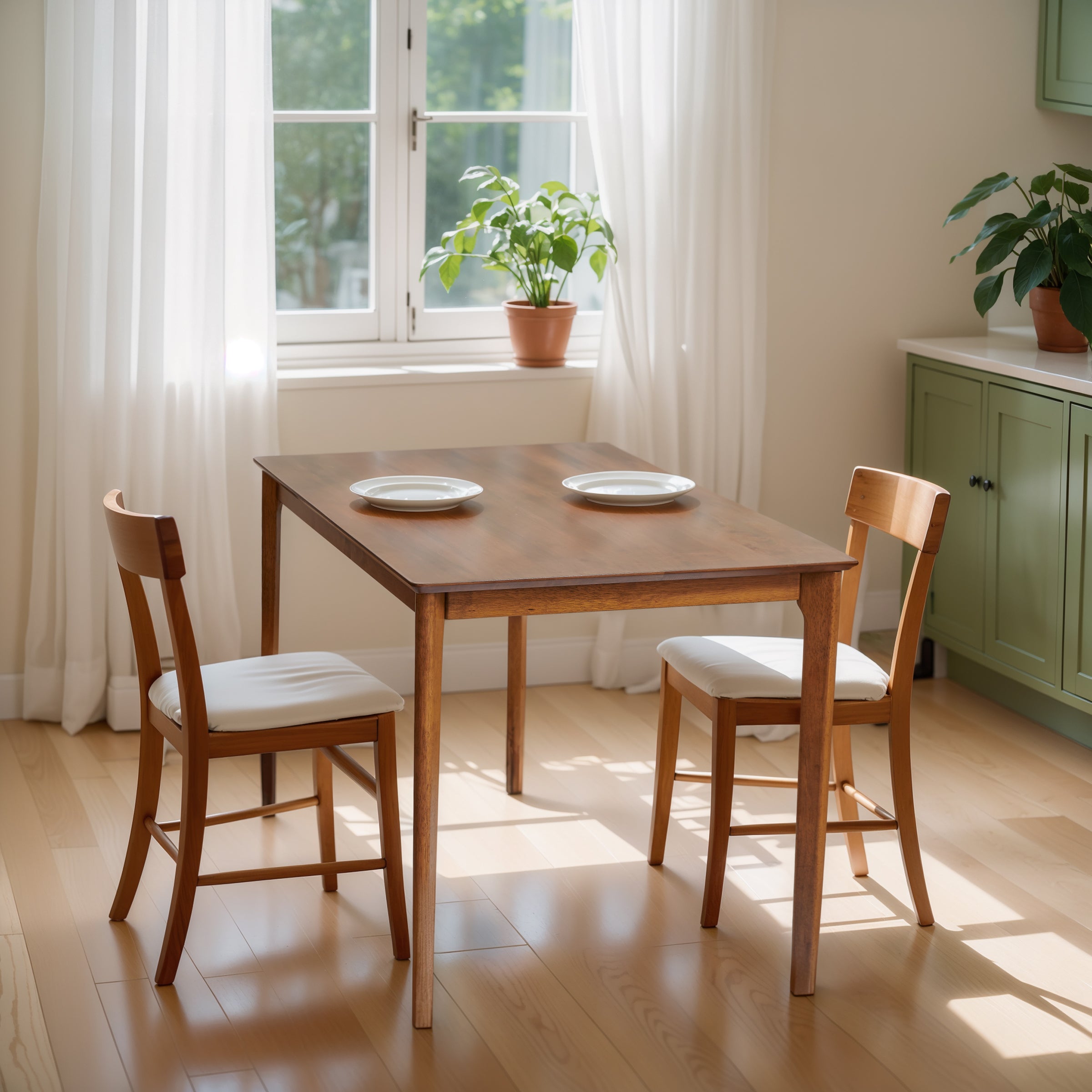 Subrtex Dining Table for 4, 43 Inches Rectangular Solid Wood Kitchen Table for Small Space, Modern Dinner Table for Dining Room, Living Room, Office