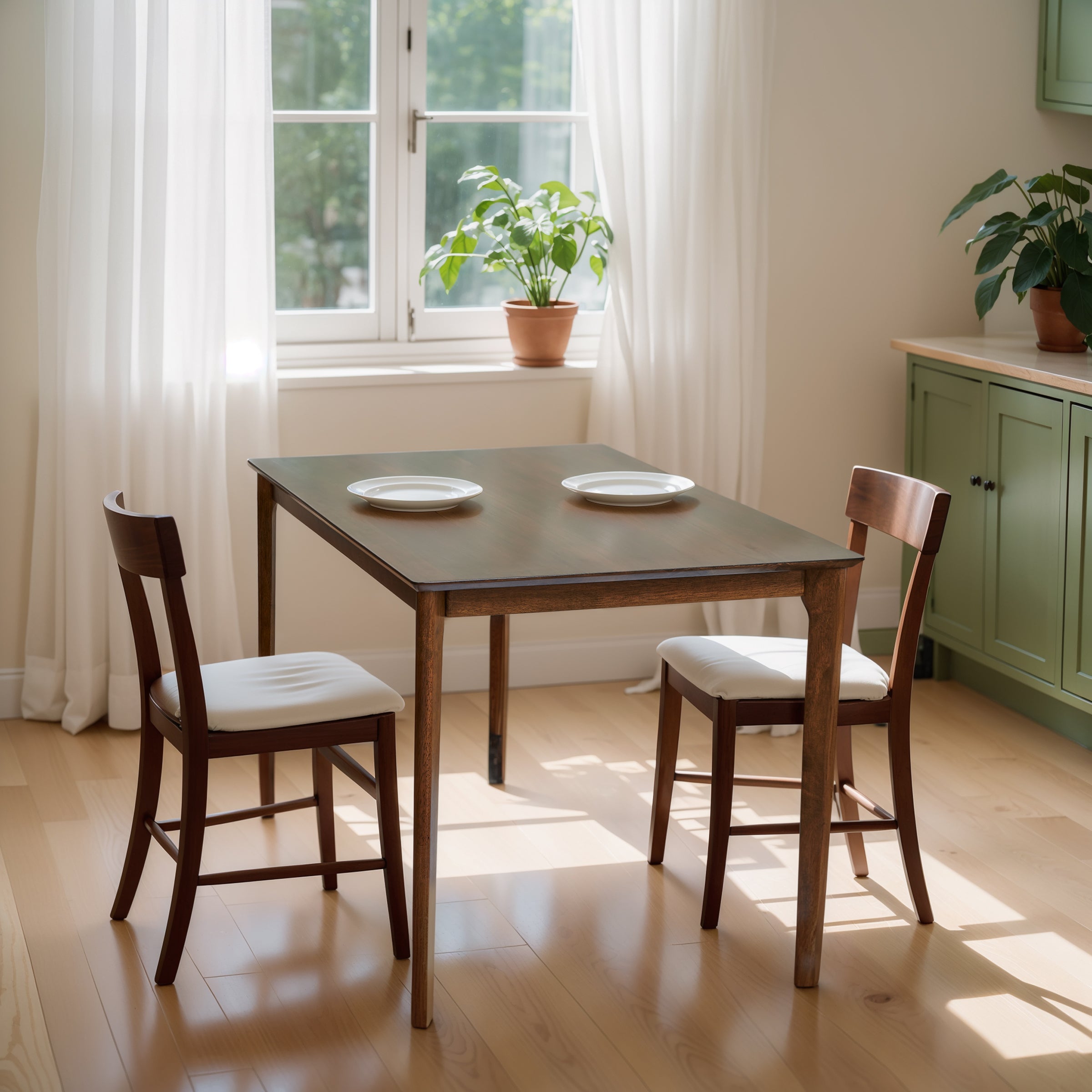 Subrtex Dining Table for 4, 43 Inches Rectangular Solid Wood Kitchen Table for Small Space, Modern Dinner Table for Dining Room, Living Room, Office