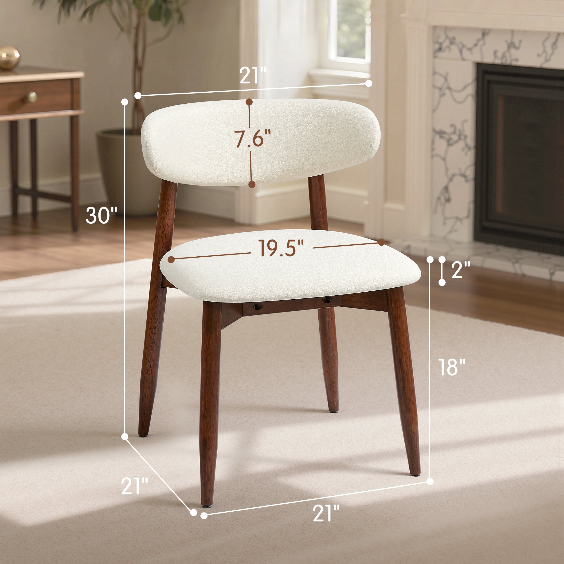 Subrtex Upholstered Solid Wood Side Dining Chairs (Set of 2) - Comfortable Kitchen & Dining Room Seating - Easy to Match Decor