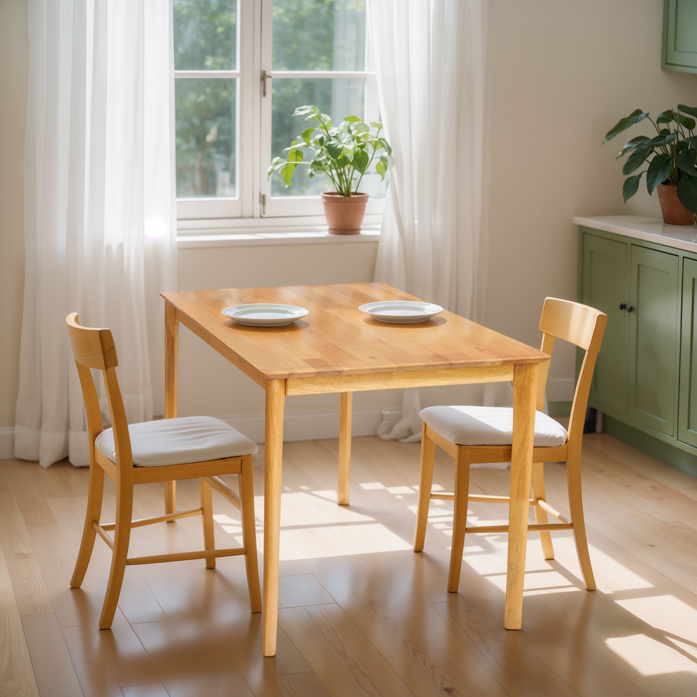 Subrtex Dining Table for 4, 43 Inches Rectangular Solid Wood Kitchen Table for Small Space, Modern Dinner Table for Dining Room, Living Room, Office