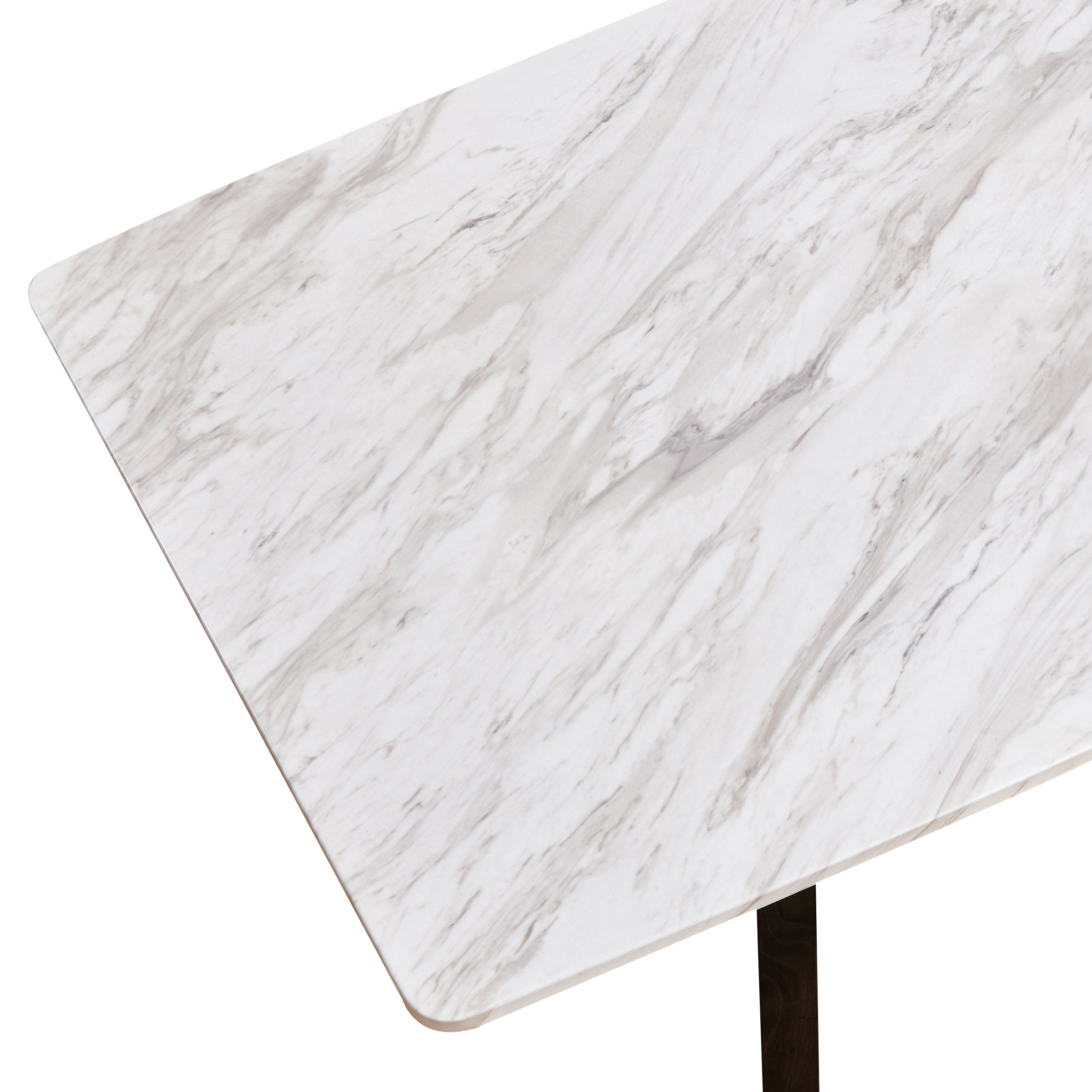 Subrtex Marble Dining Table for 6, Modern Long Kitchen & Dining Room Table with Sturdy X-Shaped Wood Legs