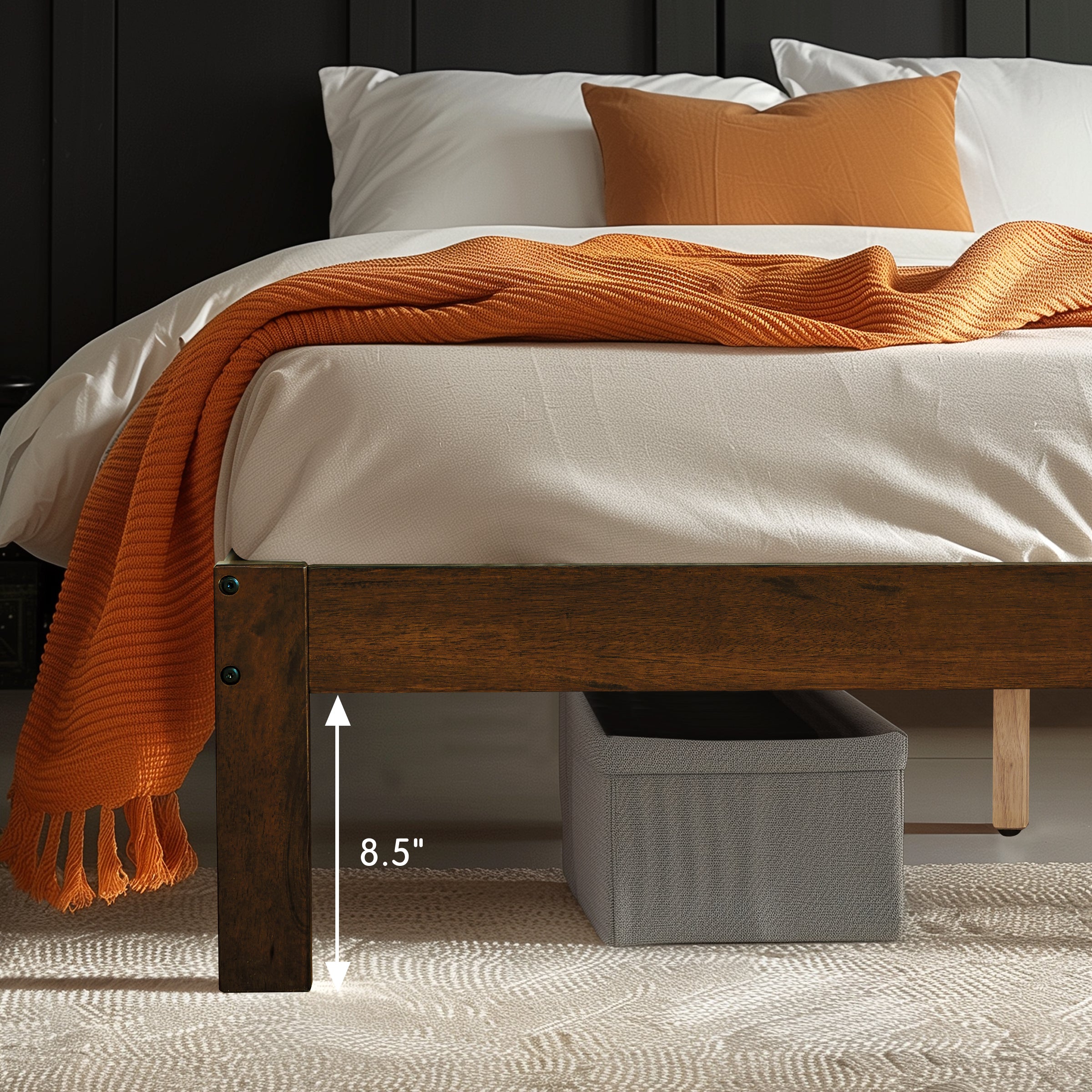 Subrtex 12" Solid Wood Platform Bed Frame with Wooden Slats