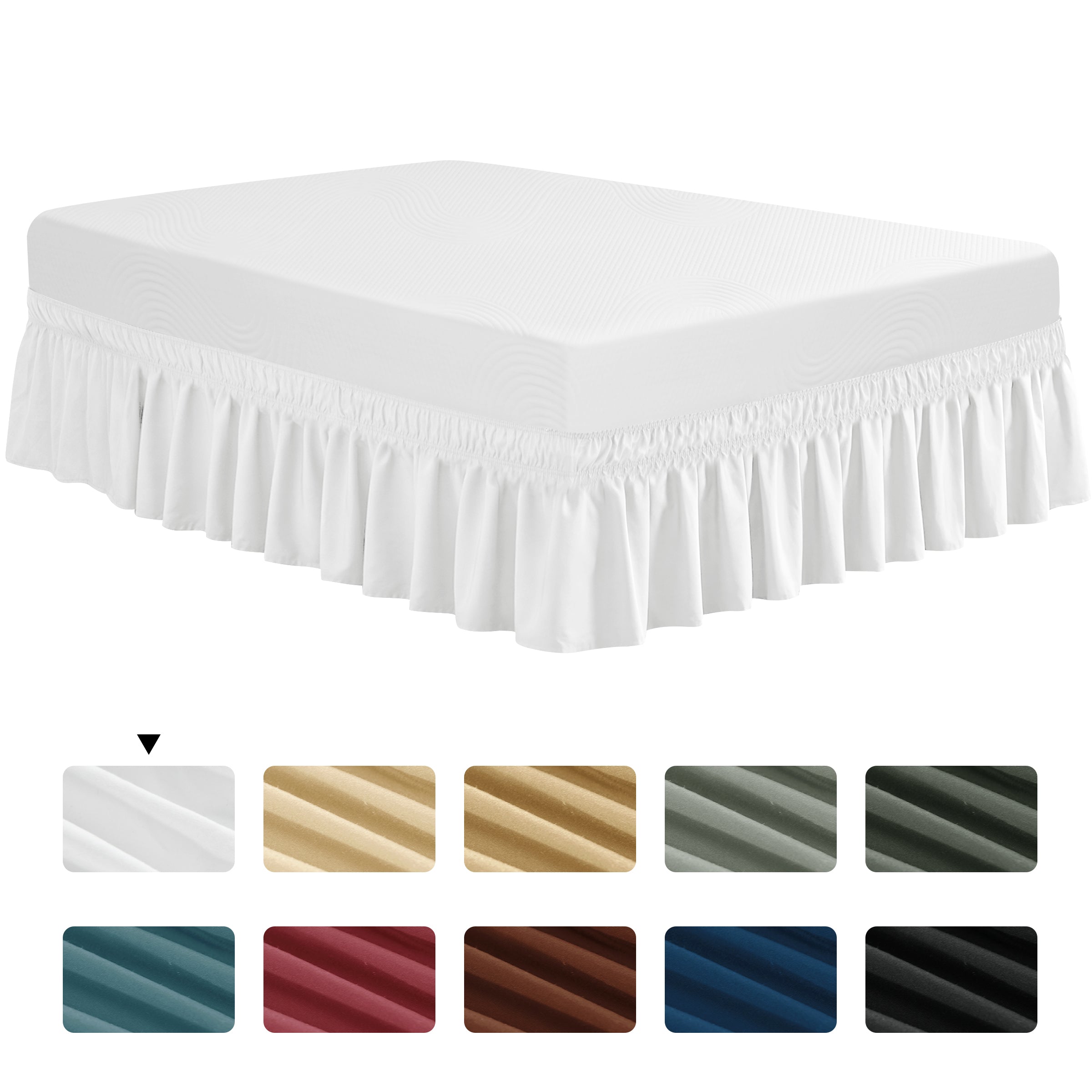 Subrtex Elastic Wrap Around Bed Skirt Dust Ruffle Smooth Soft Bed Frame Cover 15-inch Drop (Queen, Sand)