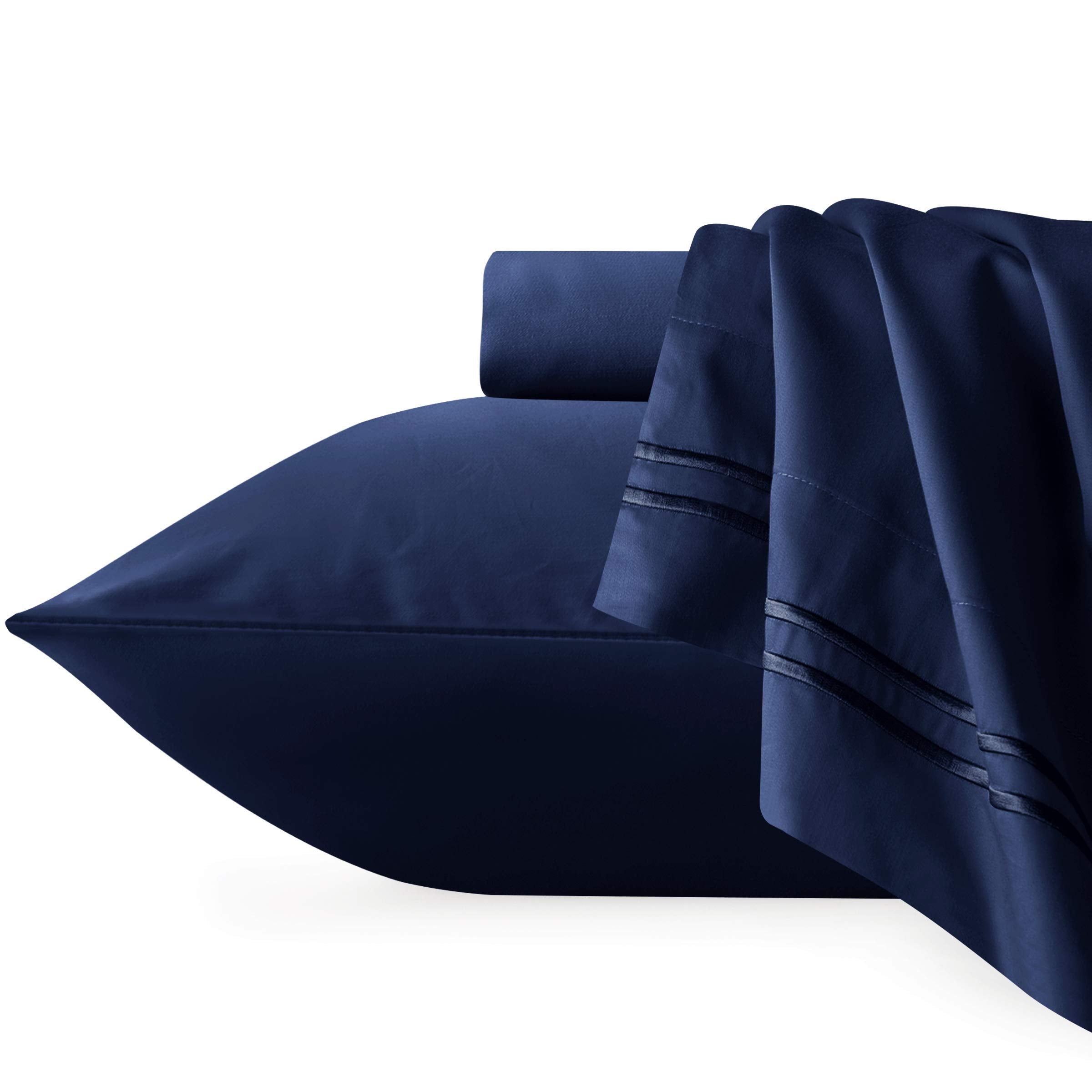 Luxury Cotton Bed Sheet Set - 4-Piece Full Bedding Sets with Tencel Fitted, Flat Sheet & Pillowcases - Deep Pocket for Easy Mattress Coverage