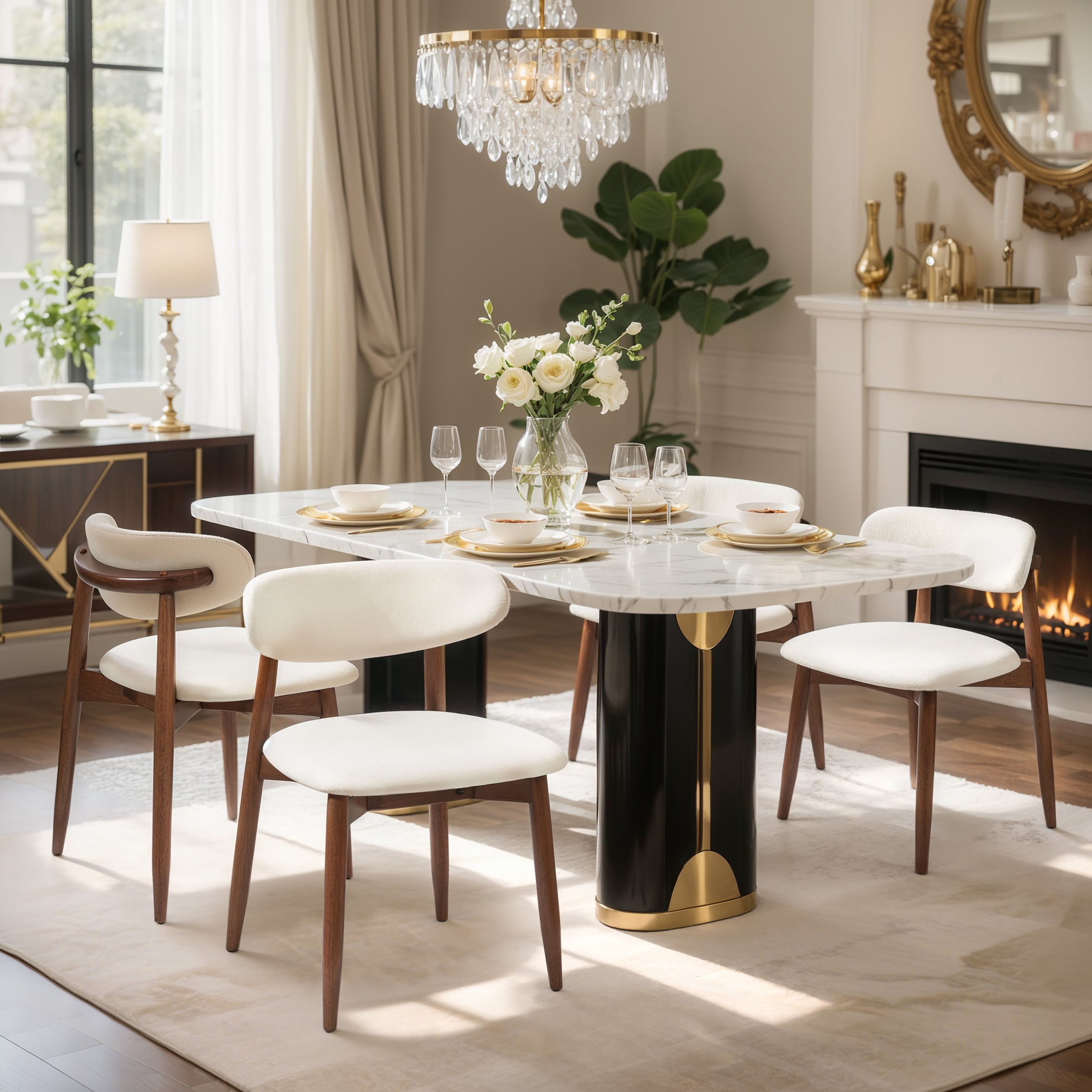 Subrtex Upholstered Solid Wood Side Dining Chairs (Set of 2) - Comfortable Kitchen & Dining Room Seating - Easy to Match Decor