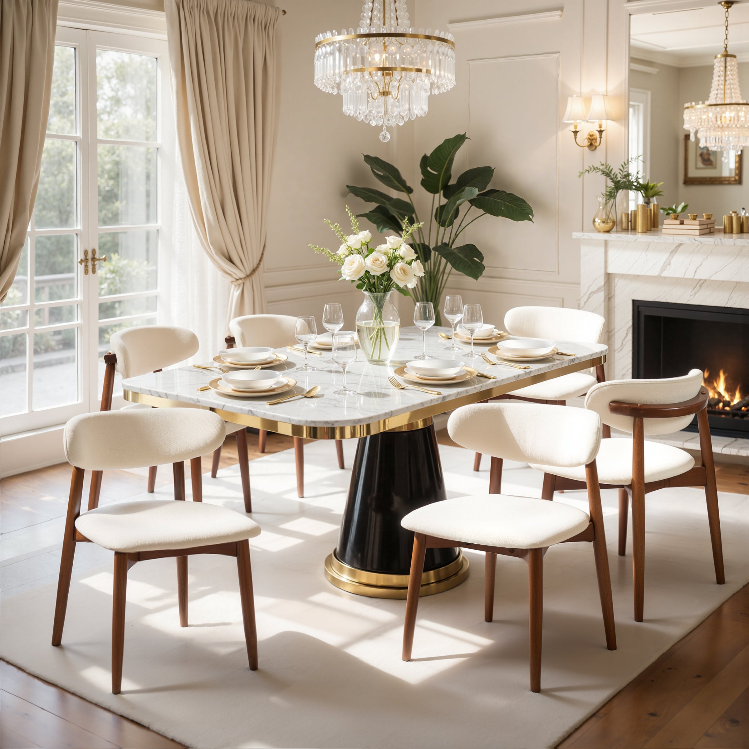 Subrtex Upholstered Solid Wood Side Dining Chairs (Set of 2) - Comfortable Kitchen & Dining Room Seating - Easy to Match Decor