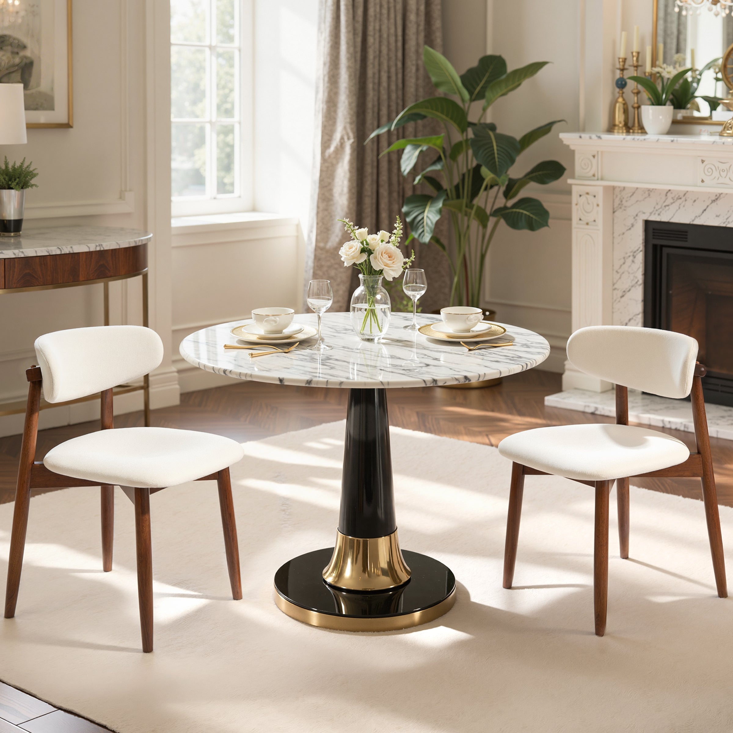 Subrtex Upholstered Solid Wood Side Dining Chairs (Set of 2) - Comfortable Kitchen & Dining Room Seating - Easy to Match Decor