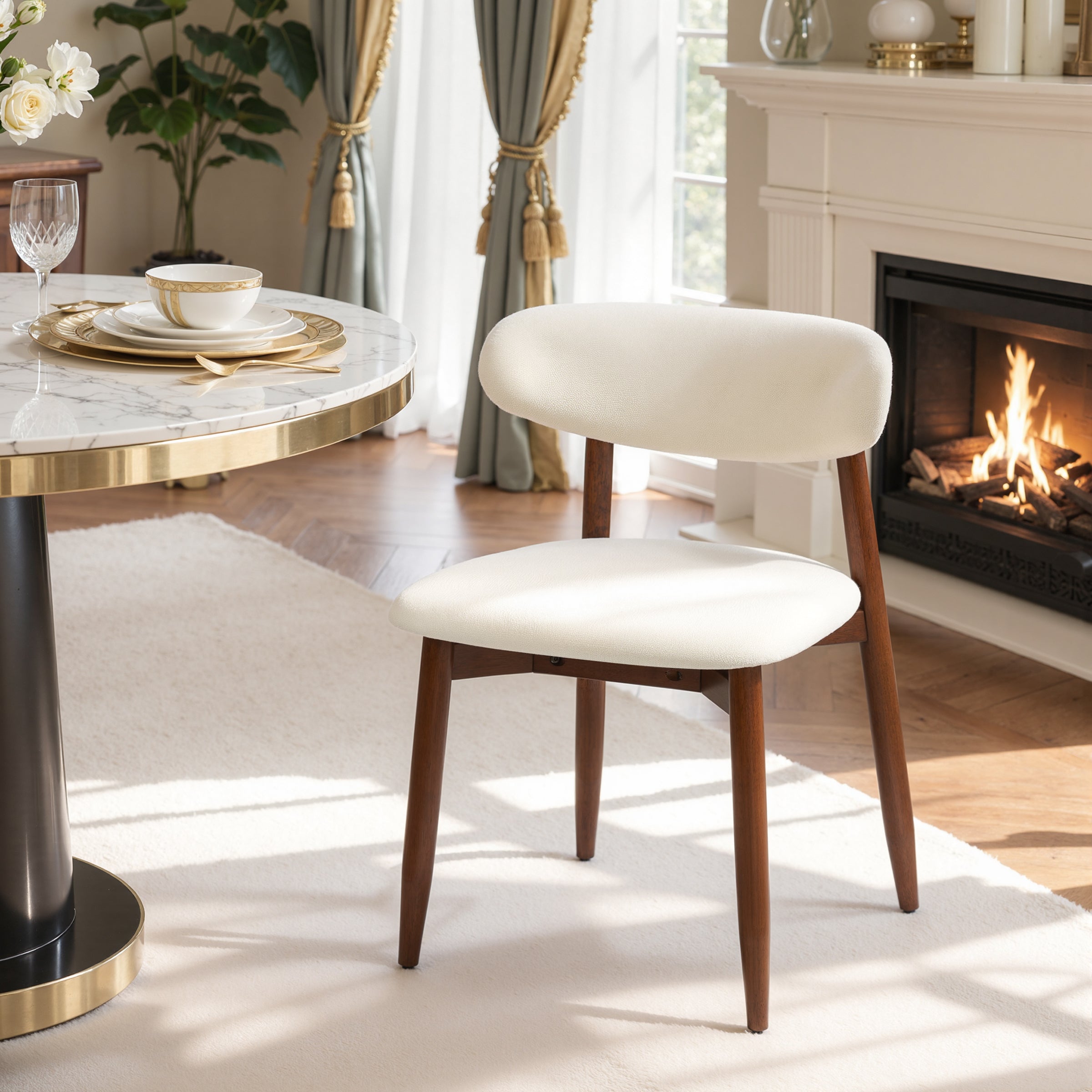 Subrtex Upholstered Solid Wood Side Dining Chairs (Set of 2) - Comfortable Kitchen & Dining Room Seating - Easy to Match Decor