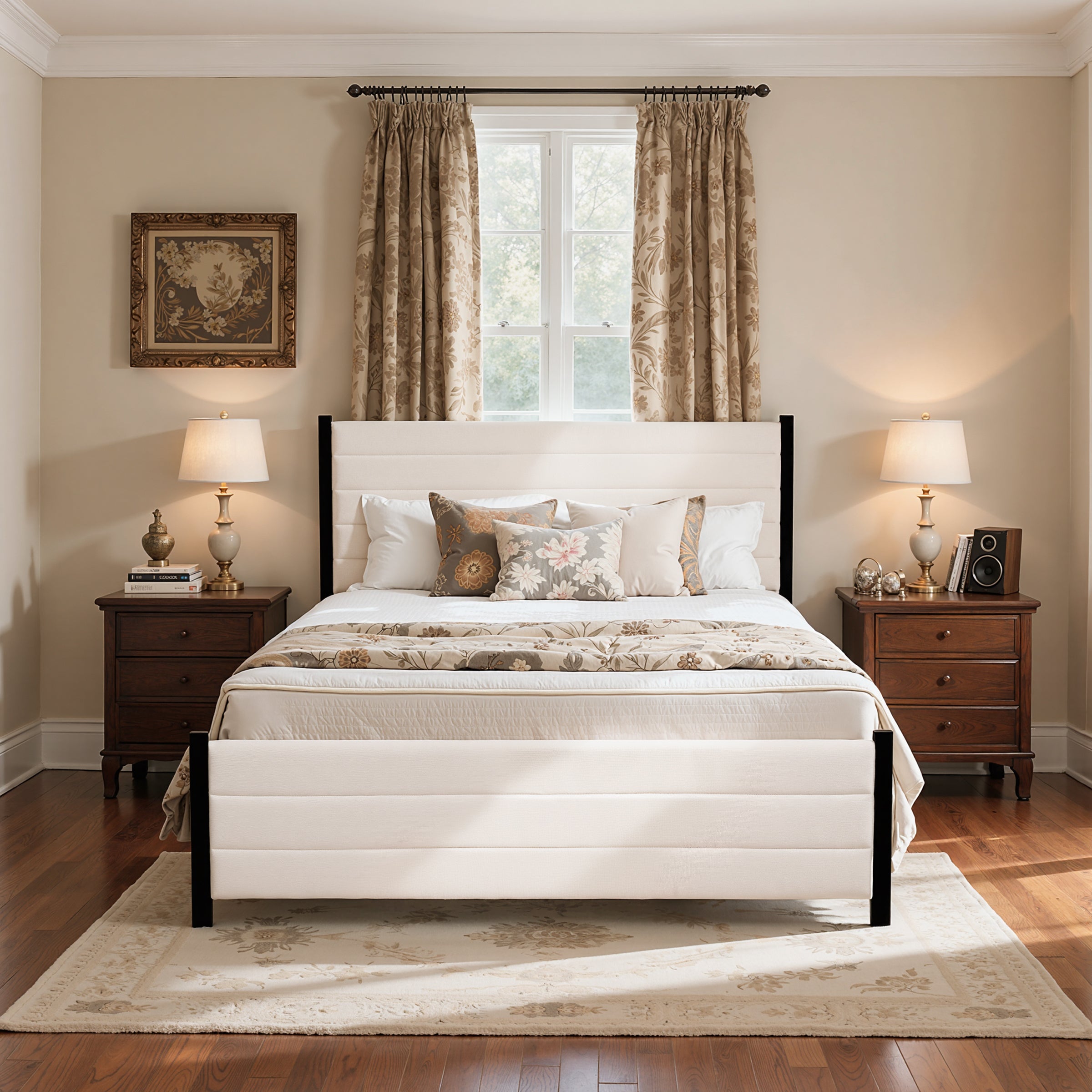 Subrtex Nordic Style Upholstered Bed Frame With Headboard & Footboard