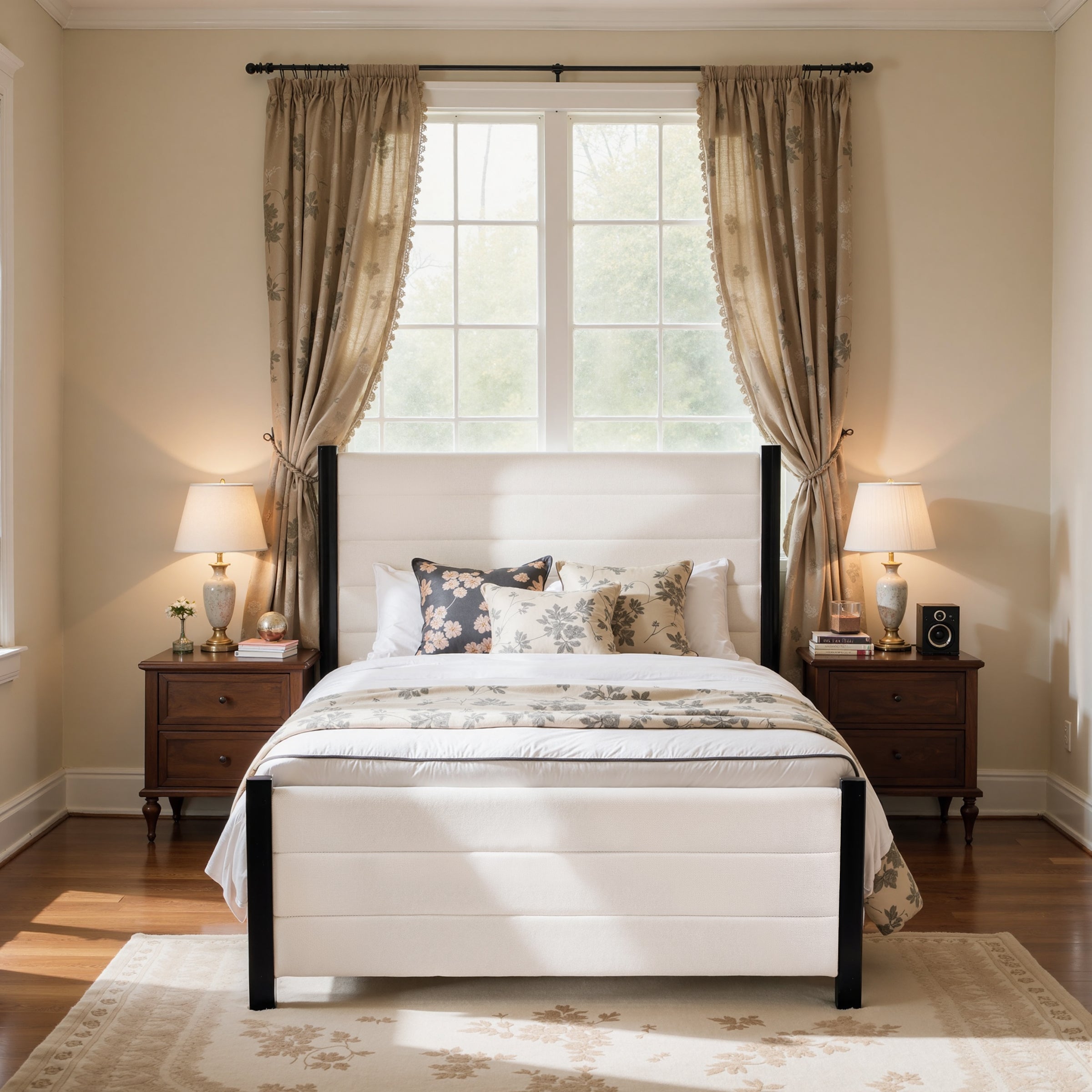 Subrtex Nordic Style Upholstered Bed Frame With Headboard & Footboard