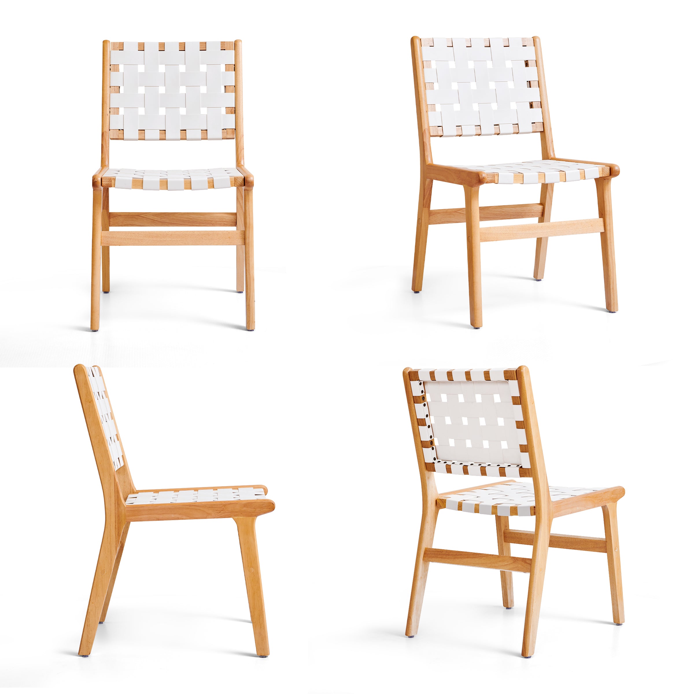 Subrtex Woven Leather Chair Set of 2, Accent Lounge Chair, Mid Century Modern Kitchen & Dining Room Chairs for Dining Room, Living Room