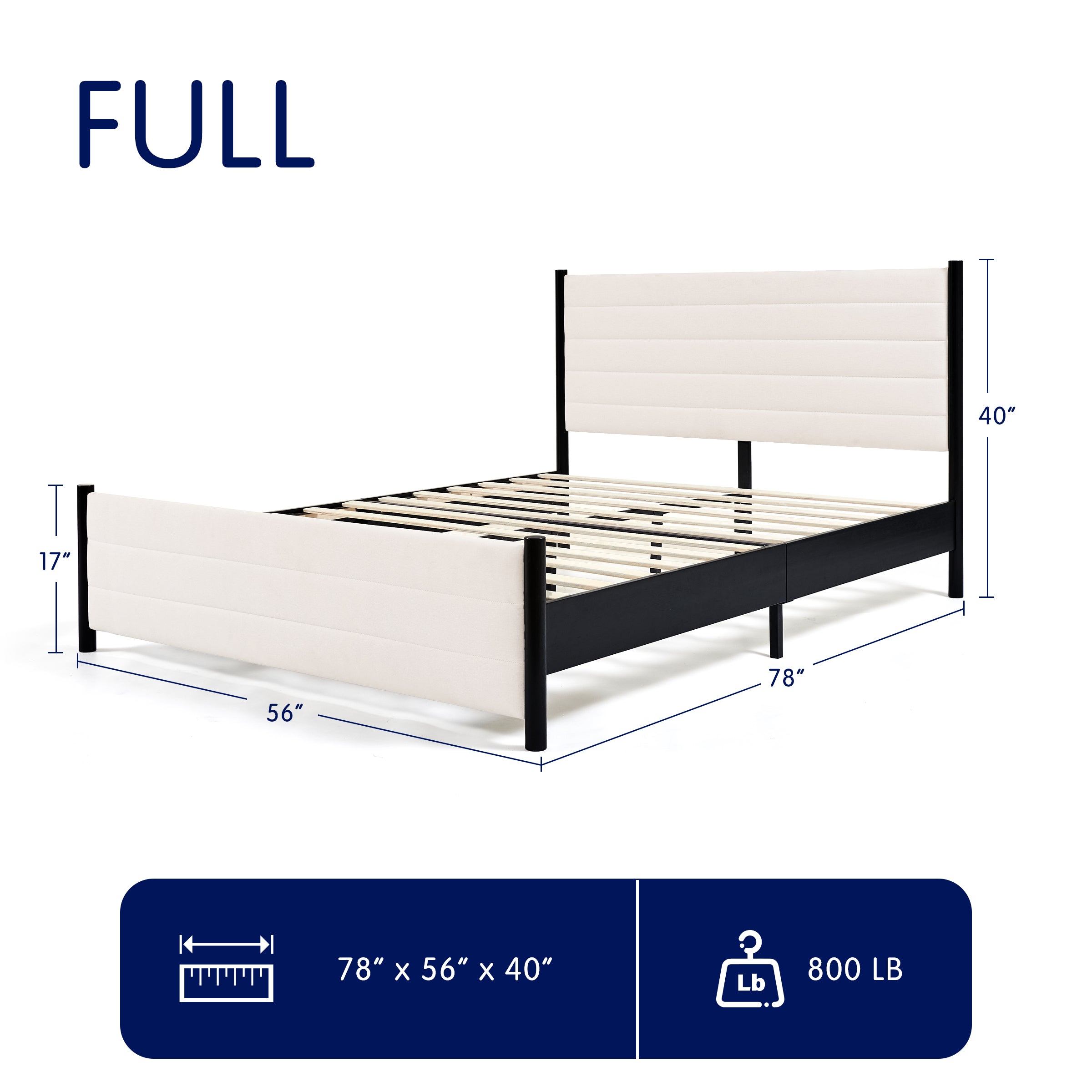 Subrtex Nordic Style Upholstered Bed Frame With Headboard & Footboard