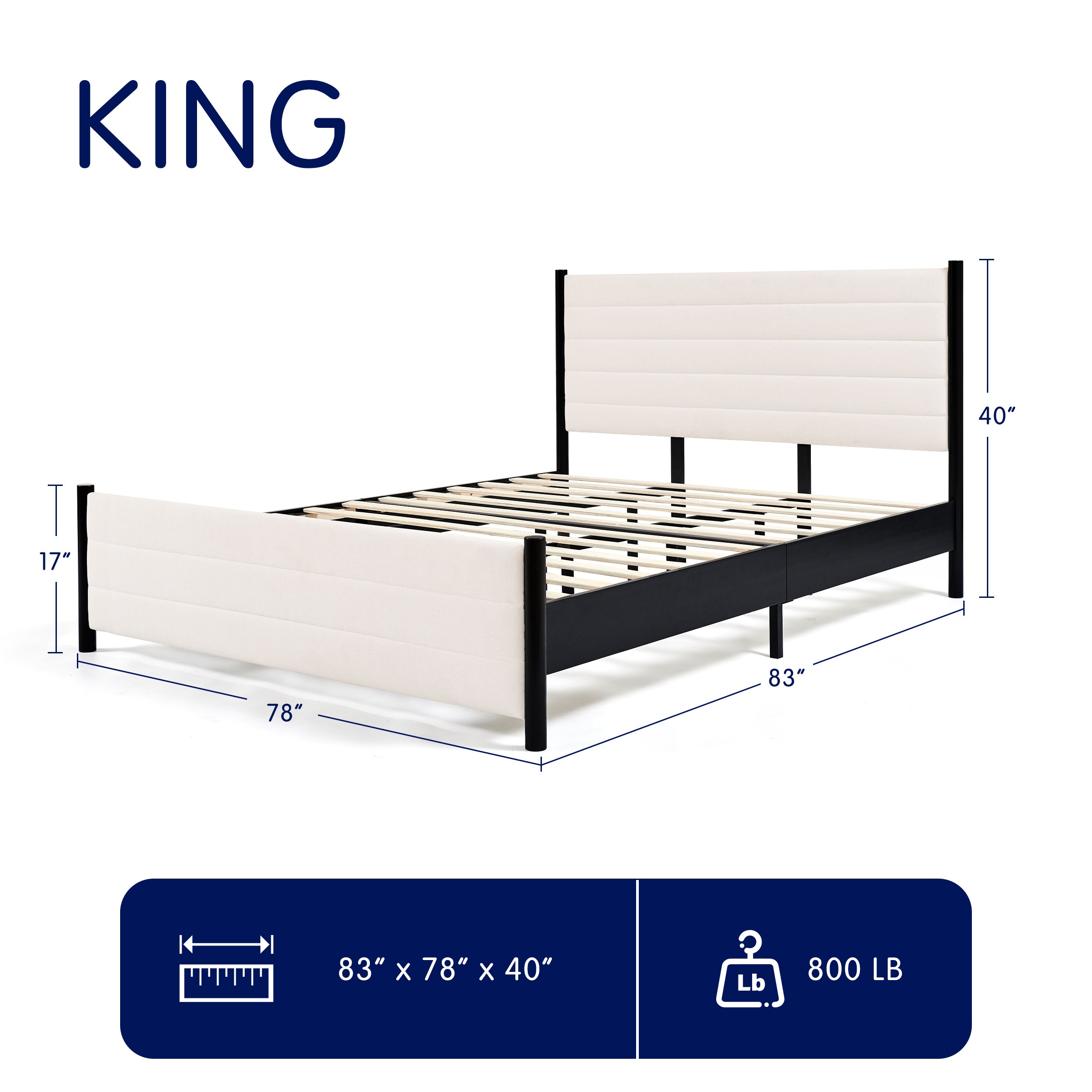 Subrtex Nordic Style Upholstered Bed Frame With Headboard & Footboard