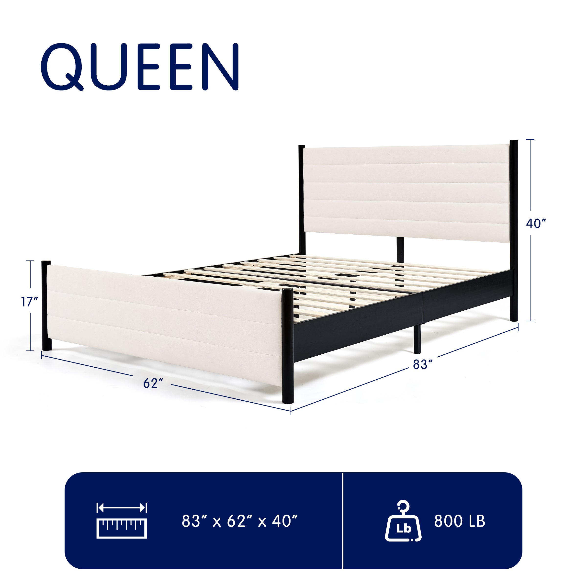 Subrtex Nordic Style Upholstered Bed Frame With Headboard & Footboard