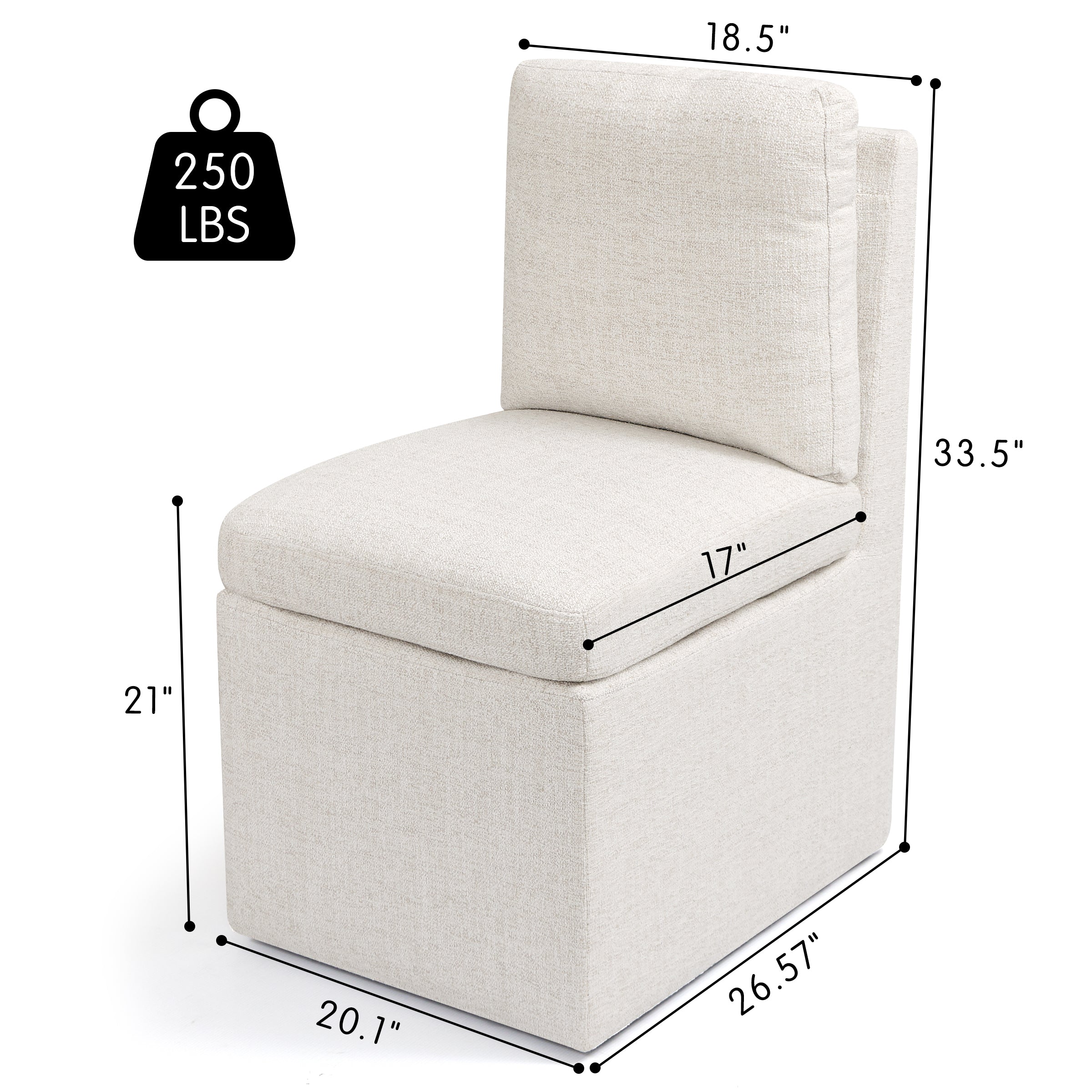 Subrtex Dining Chairs with Casters, Upholstered Dining Room Chairs, Accent Single Sofa Chair, Arrived Assembed, Slient Wheels, Cream/Khaki