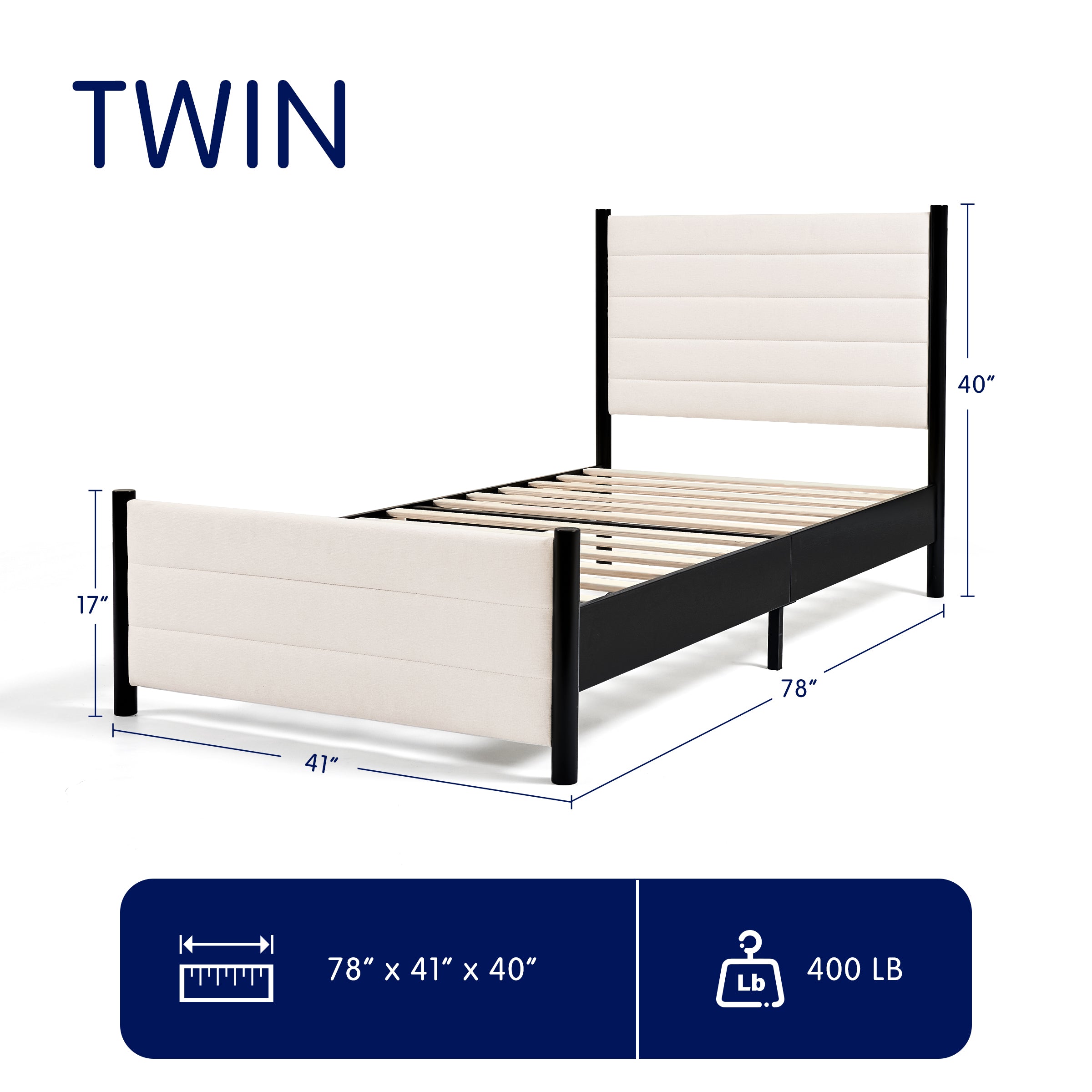 Subrtex Nordic Style Upholstered Bed Frame With Headboard & Footboard