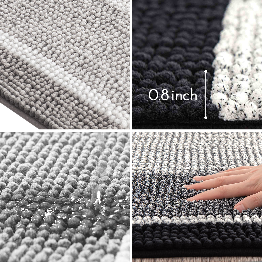 Subrtex Gradient Stripe Pattern Soft Plush Bathroom Rugs