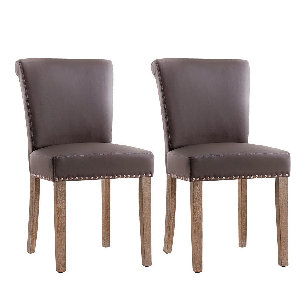 Subrtex Contemporary Nailhead PU Dining Chairs, Set of 2