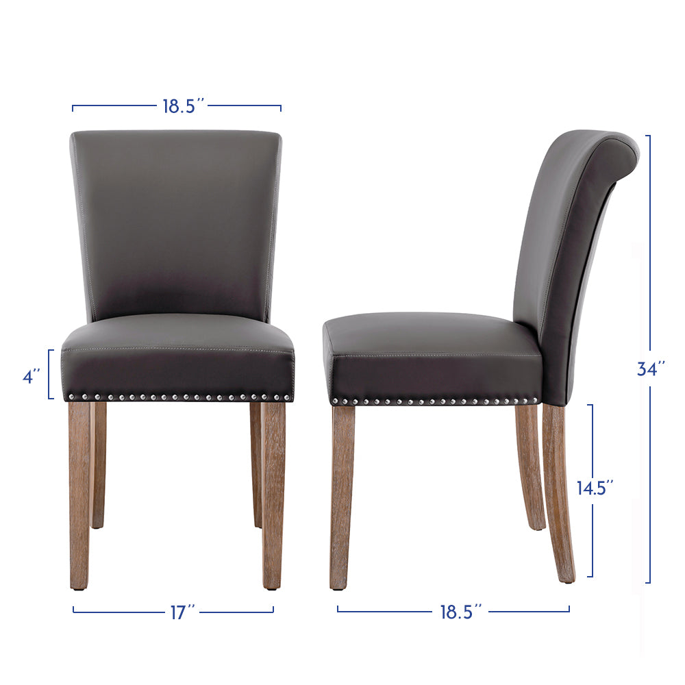 2pk Contemporary Nailhead PU Dining Chairs