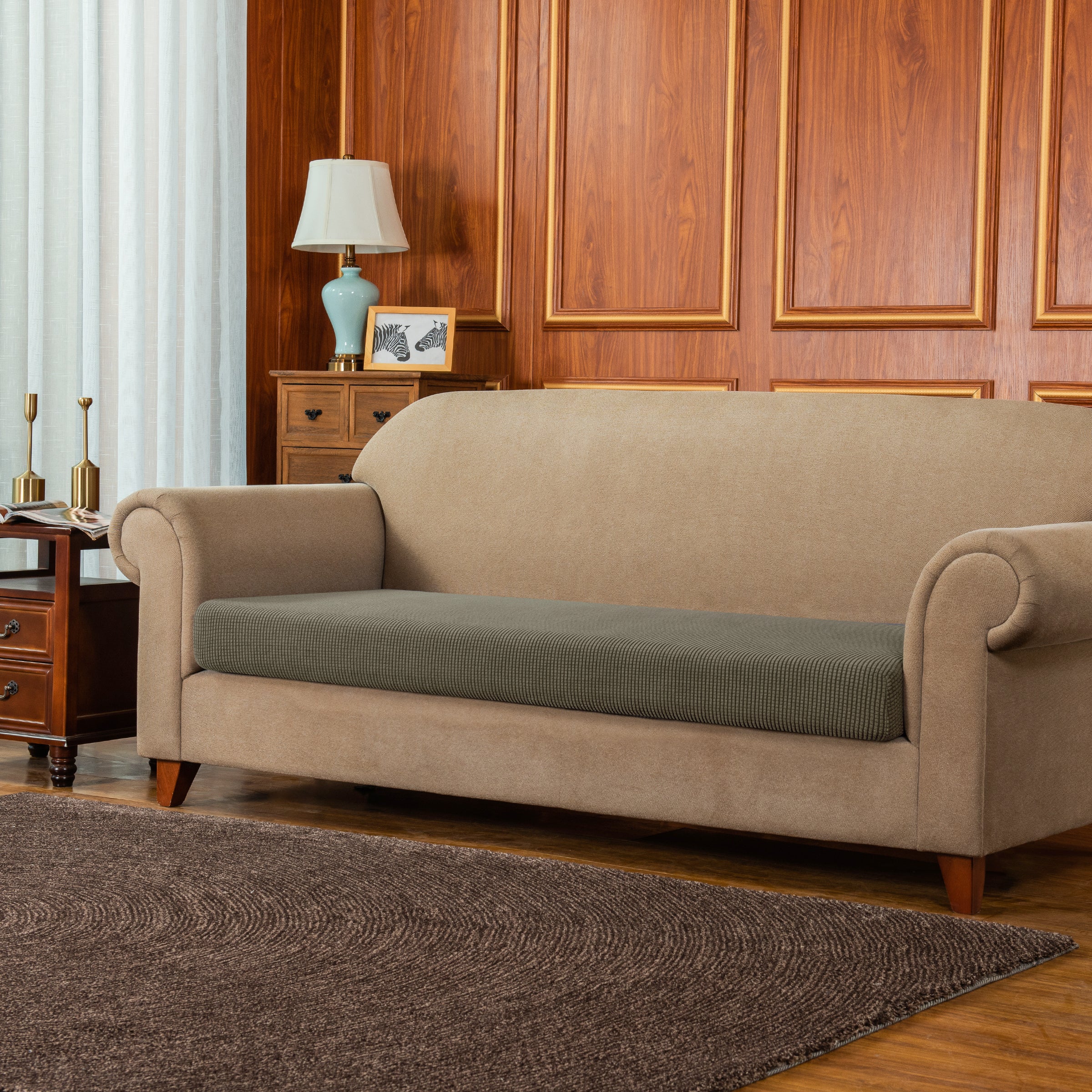 Ivor Plaid Stretch Sofa Cushion Cover