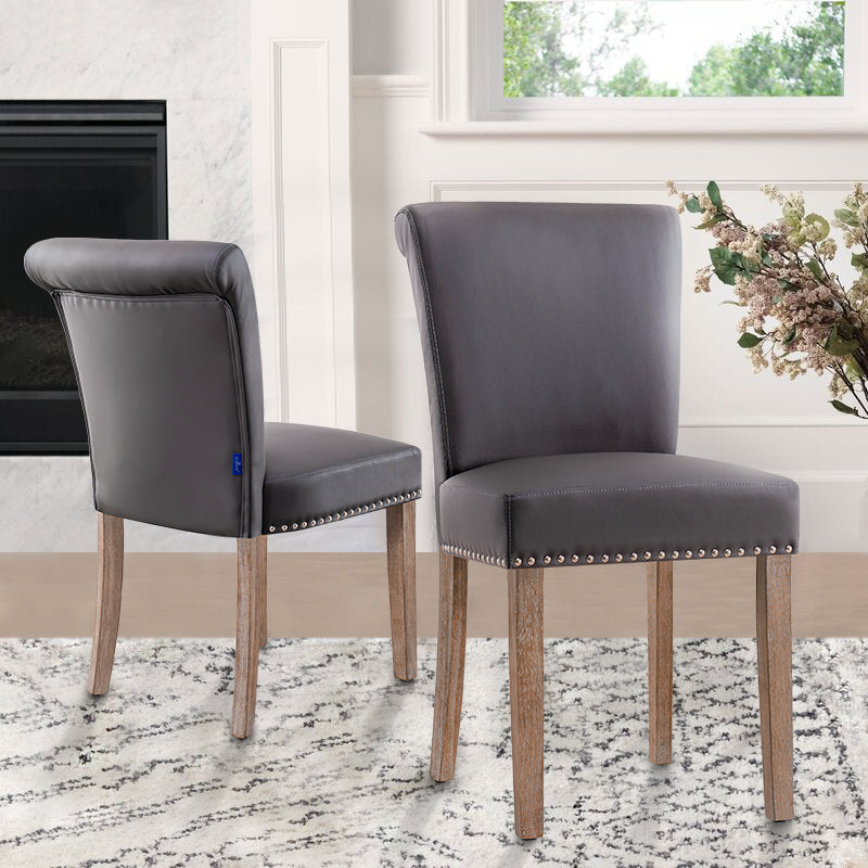 Subrtex Contemporary Nailhead PU Dining Chairs, Set of 2