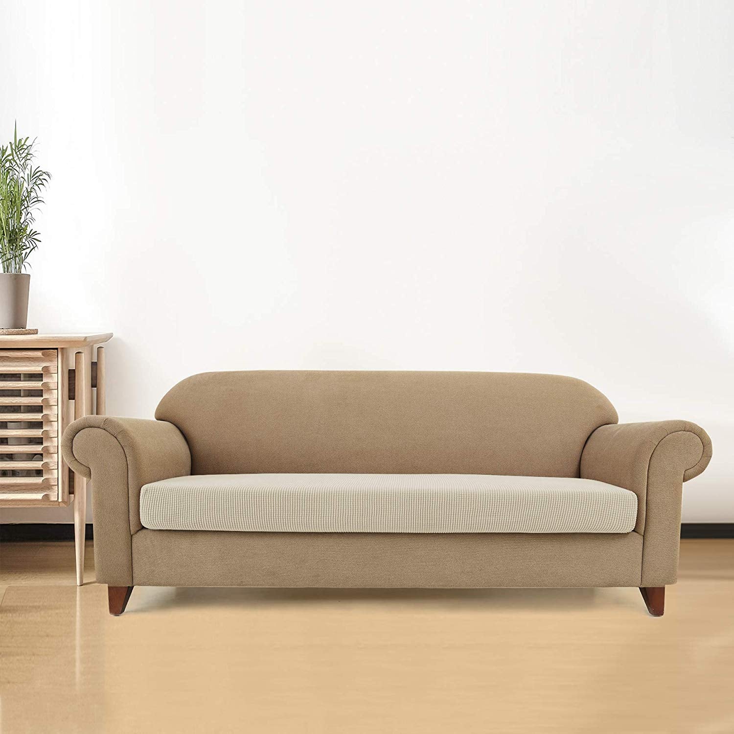 Loveseat / Ivory Plaid Sofa / Ivory Plaid