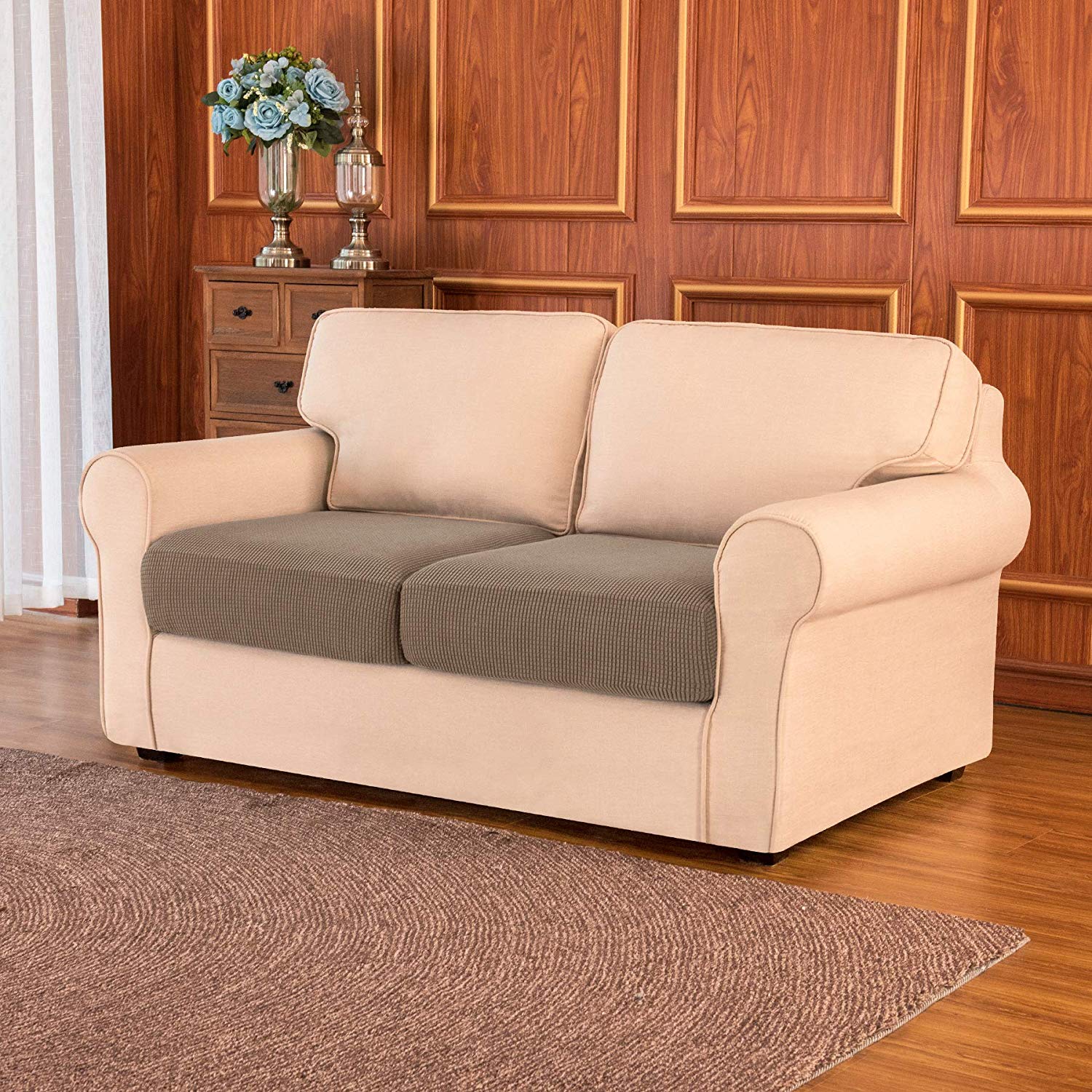 Loveseat Cushion / Sand Plaid