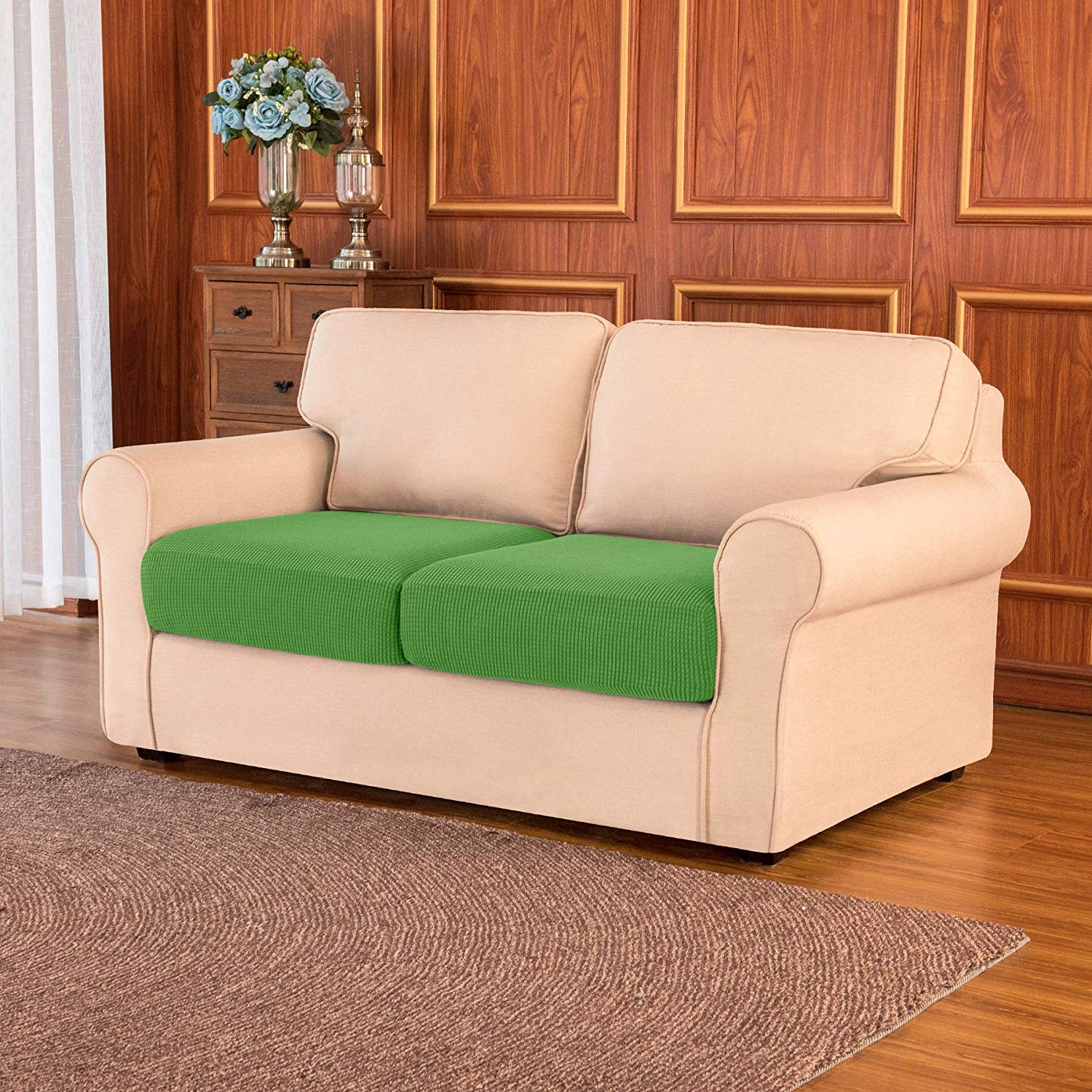 Loveseat Cushion / Grass Green Plaid