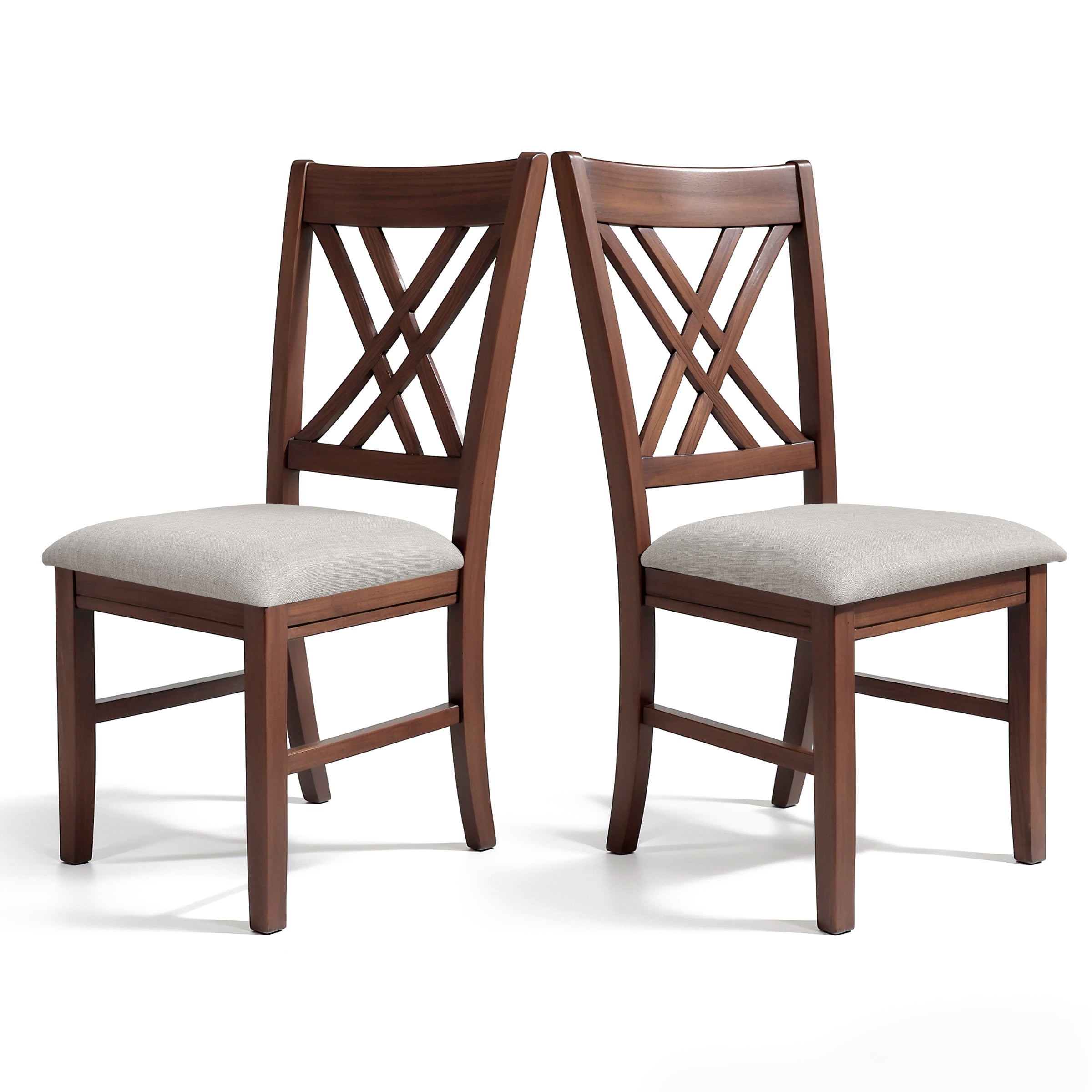 Subrtex Farmhouse Solid Wood Cross Back Upholstered Side Chair（set of 2）