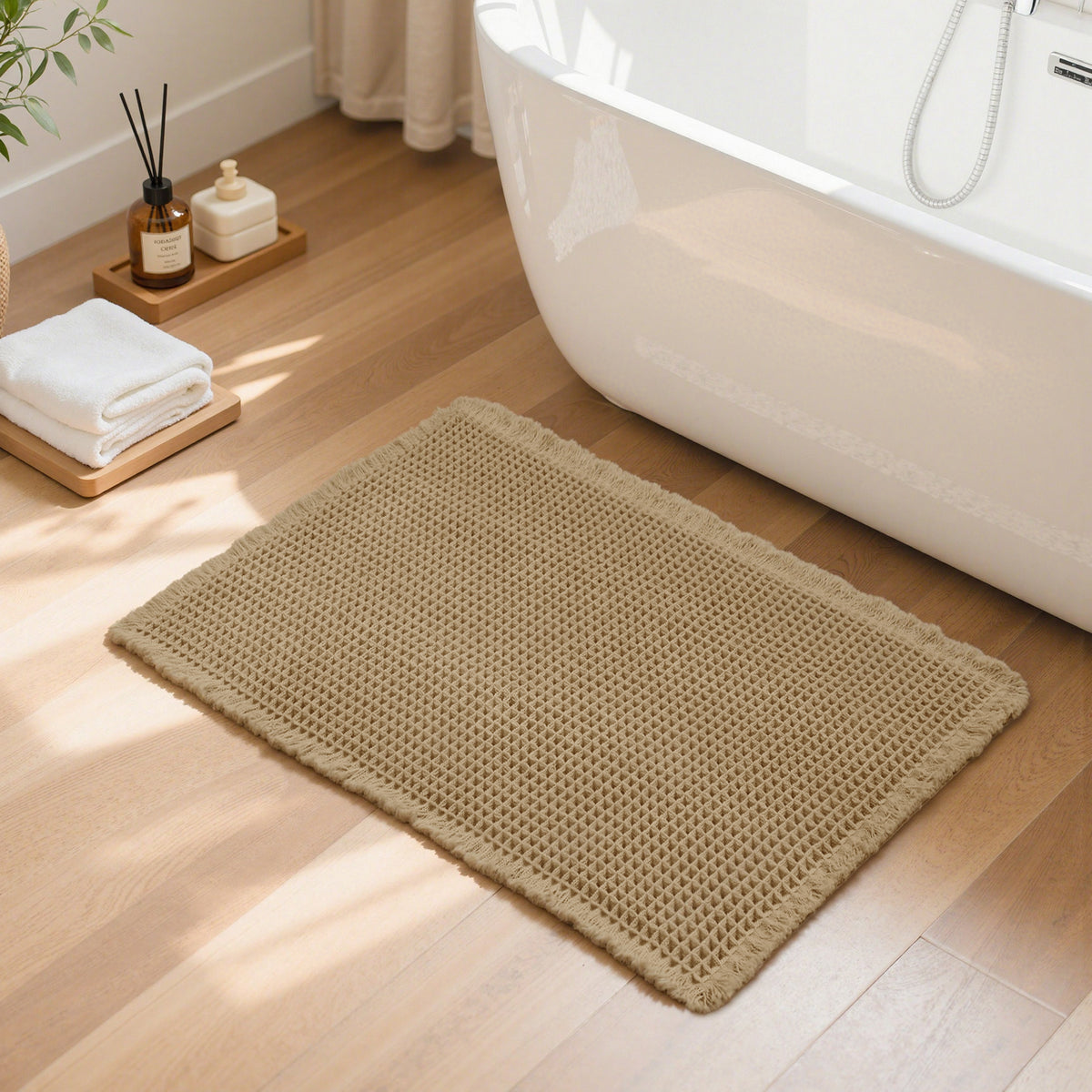 VANTIEA Waffle Style  Bathroom Rugs Super Absorbent Mats Non Slip Rubber Back Bath Rug