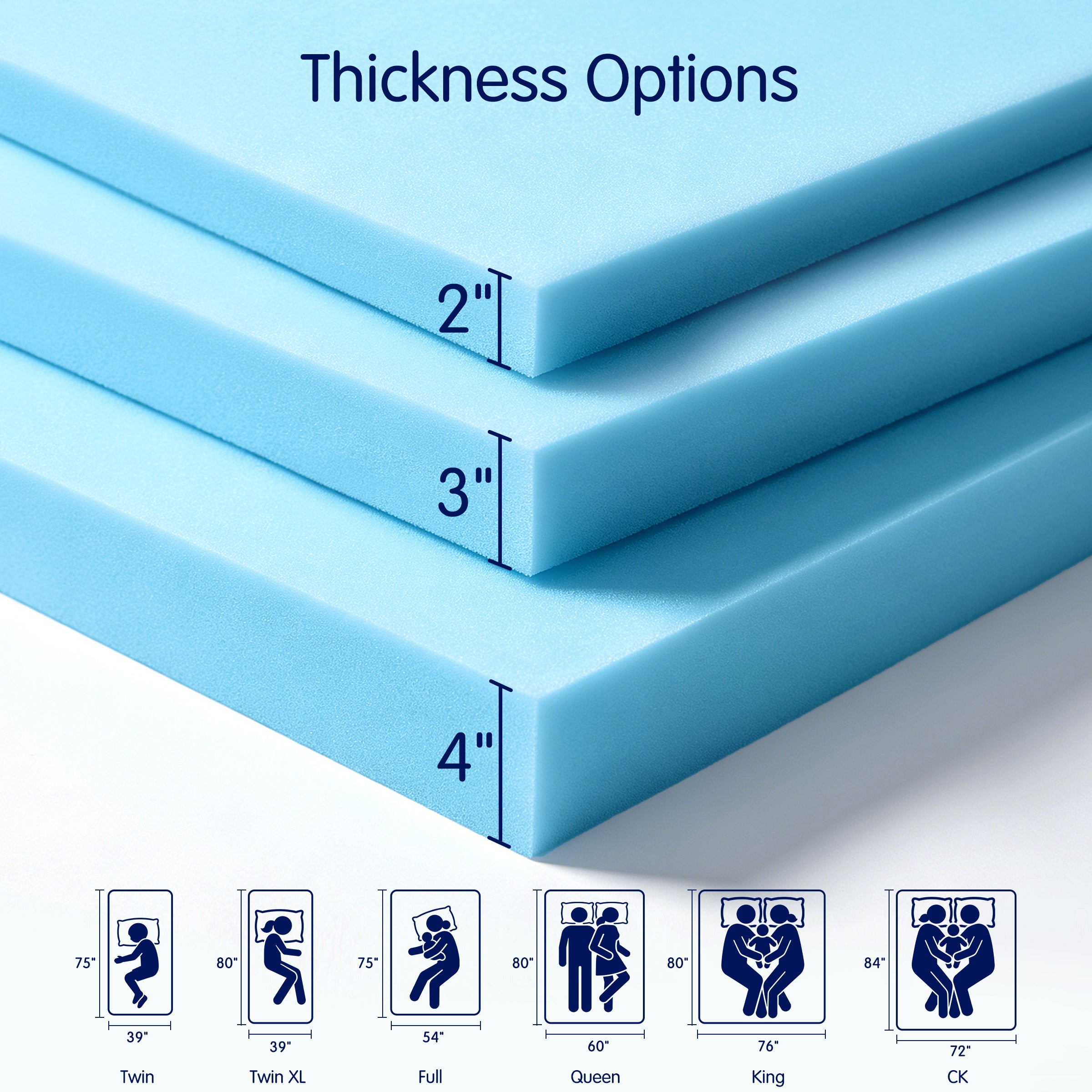 Mattress Topper, 2, 3, or 4 Inch Gel Infused Memory Foam Bed Topper, CertiPUR-US Certified