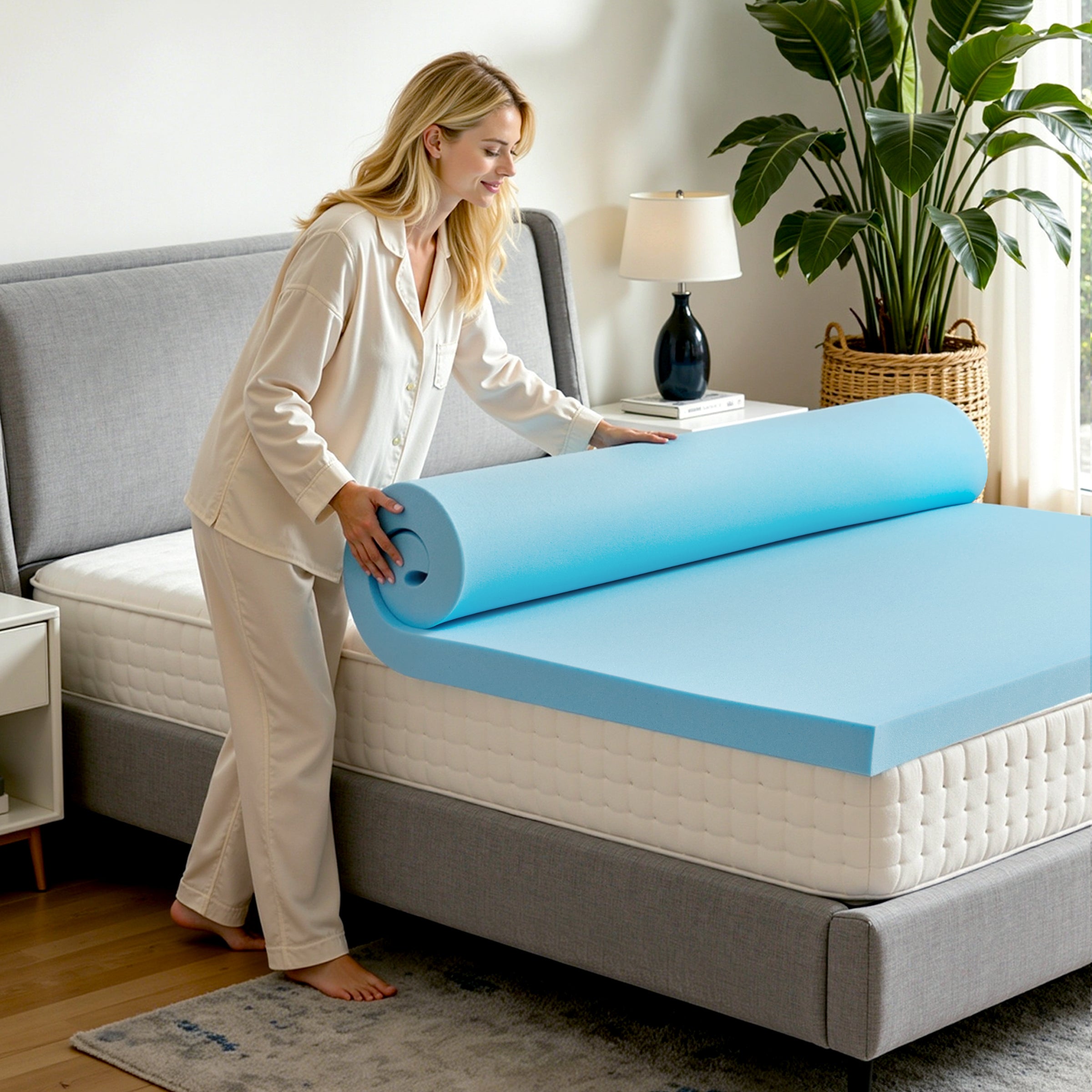 Mattress Topper, 2, 3, or 4 Inch Gel Infused Memory Foam Bed Topper, CertiPUR-US Certified