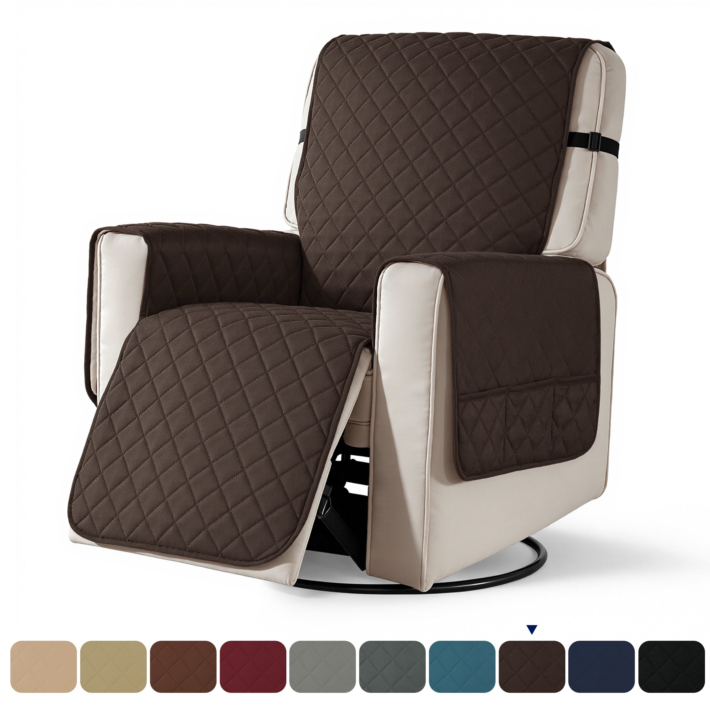 Subrtex Recliner Chair Cover Reversible Recline Sofa Slipcover with Side Pockets
