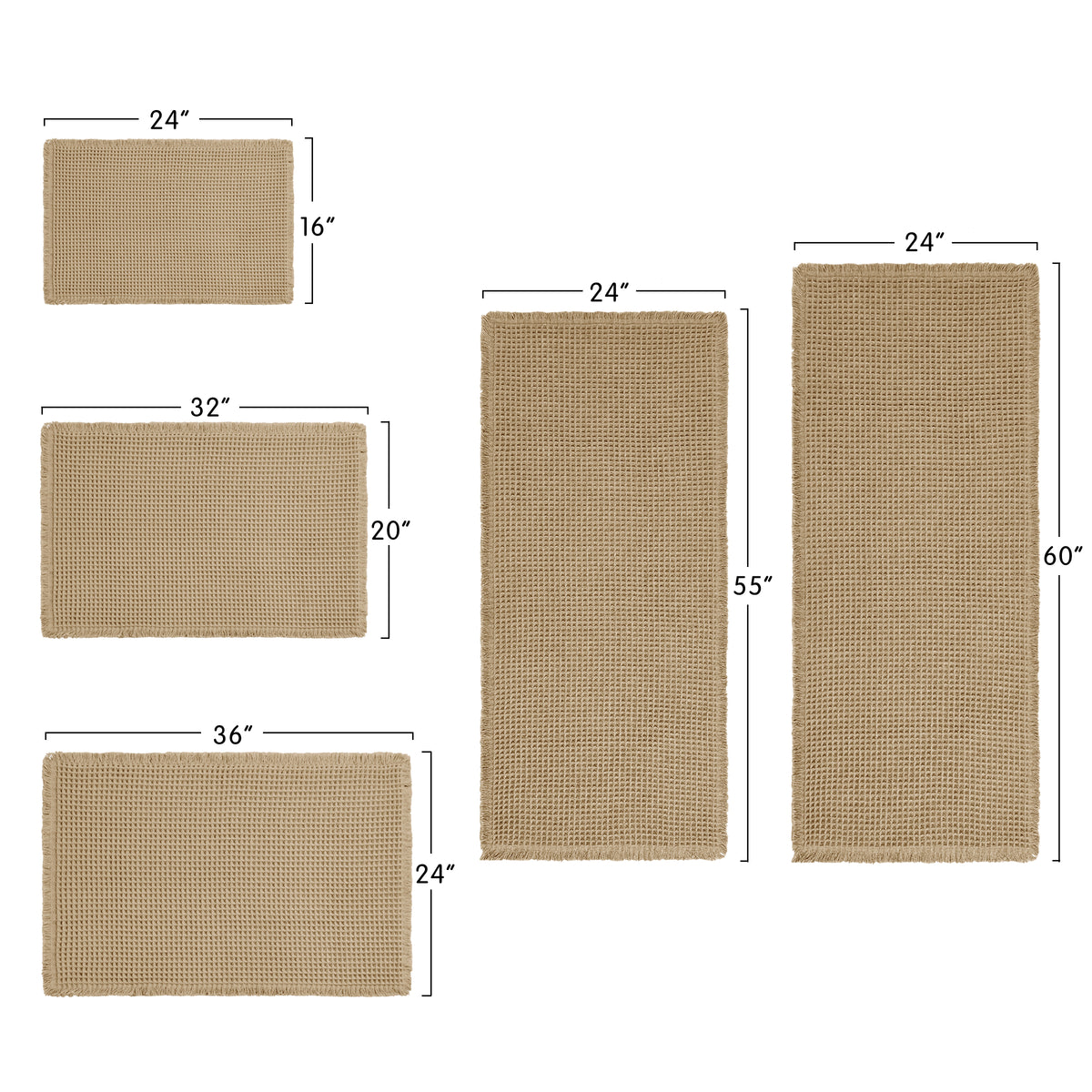 VANTIEA Waffle Style  Bathroom Rugs Super Absorbent Mats Non Slip Rubber Back Bath Rug