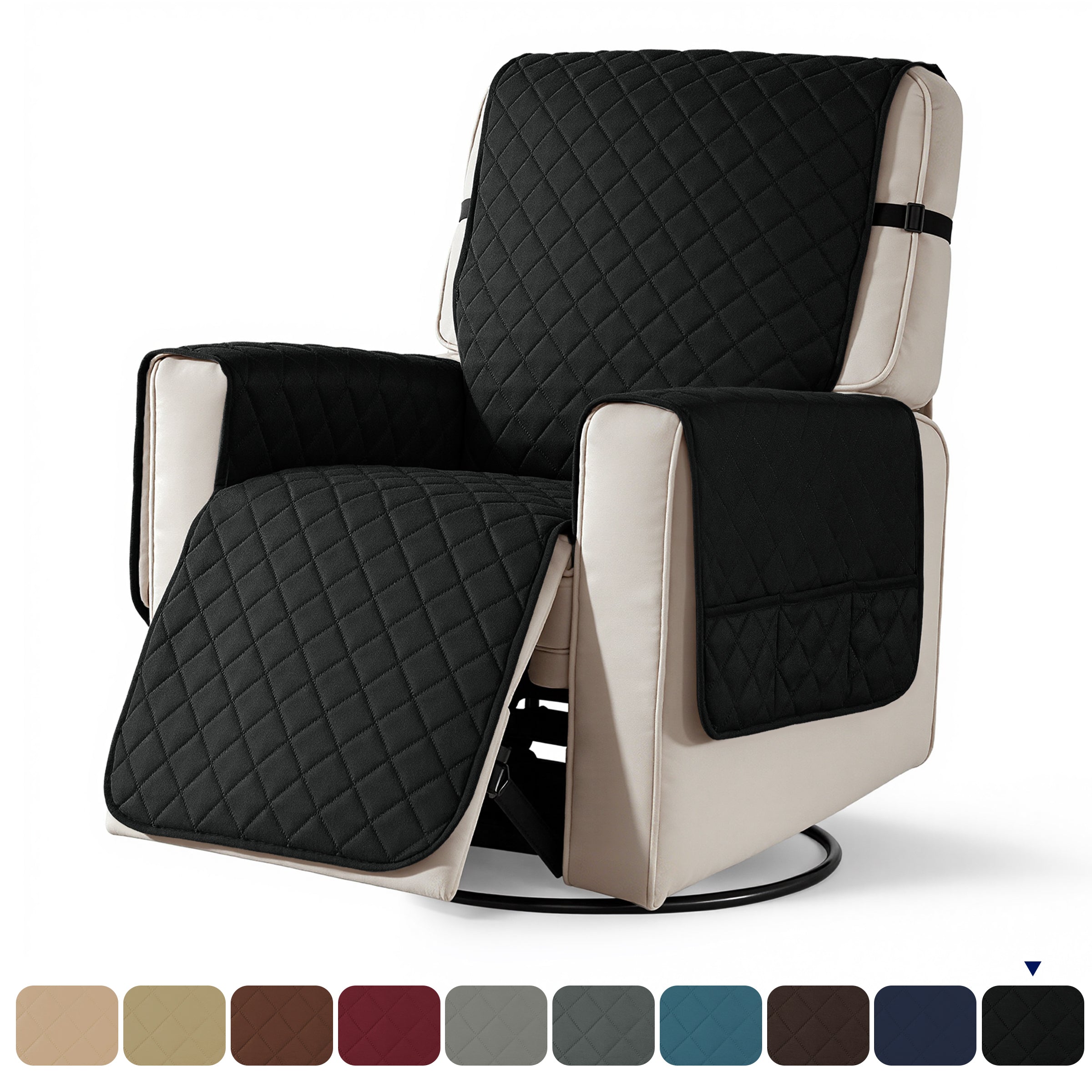 Subrtex Recliner Chair Cover Reversible Recline Sofa Slipcover with Side Pockets