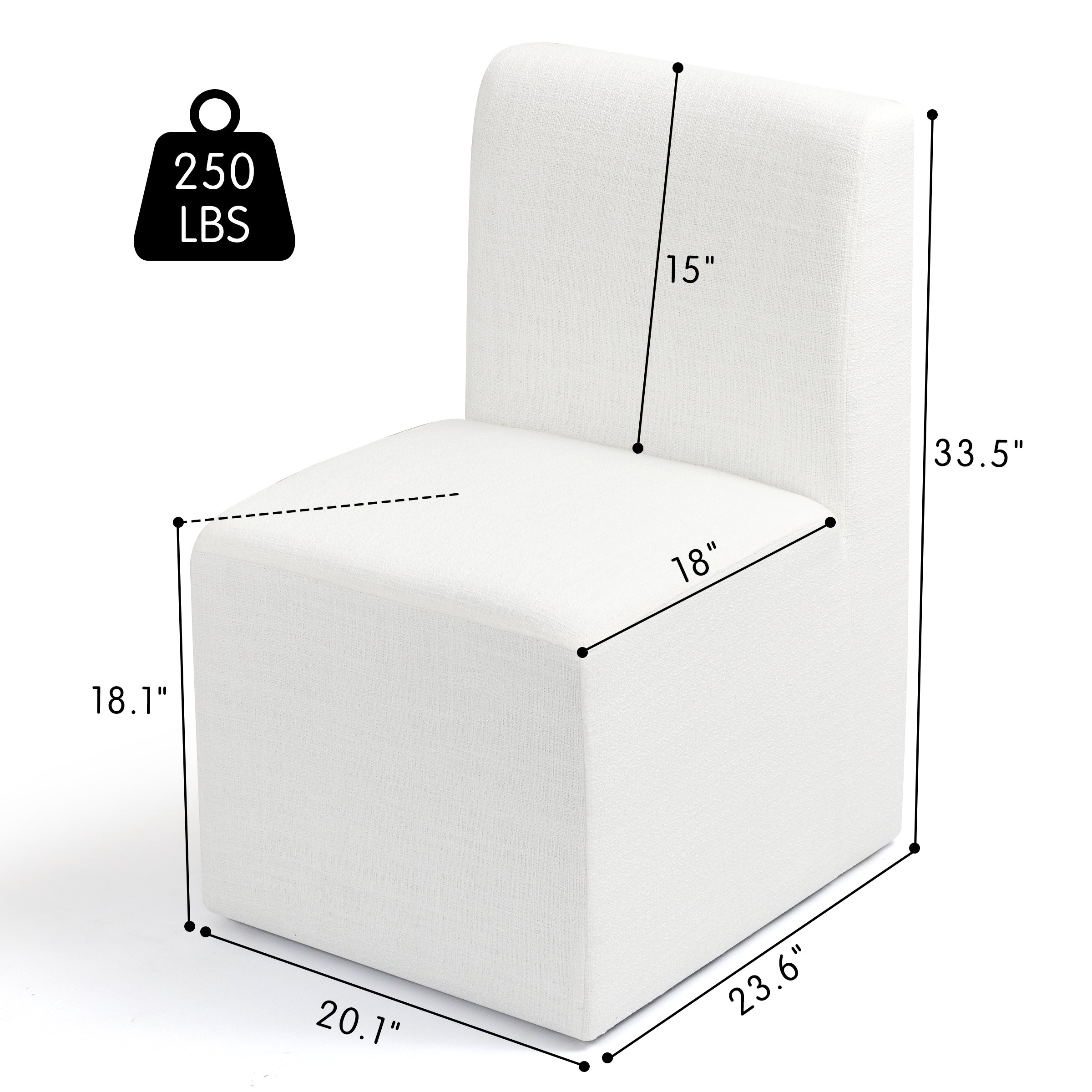 Subrtex Linen Upholstered Dining Chair Set of 1/2/4 with Hidden Wheels, Fully Assembled Modern Armless Accent Chair
