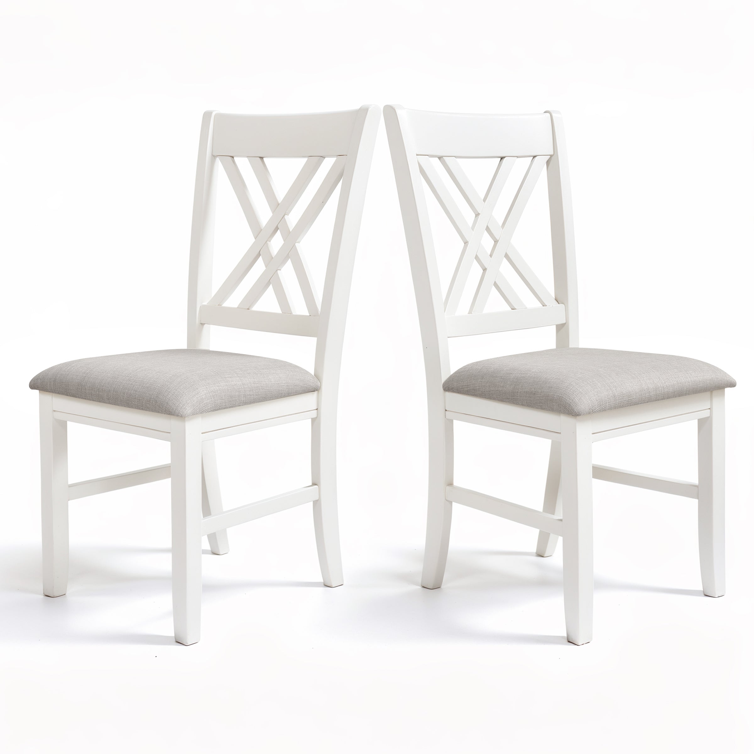 Subrtex Farmhouse Solid Wood Cross Back Upholstered Side Chair（set of 2）