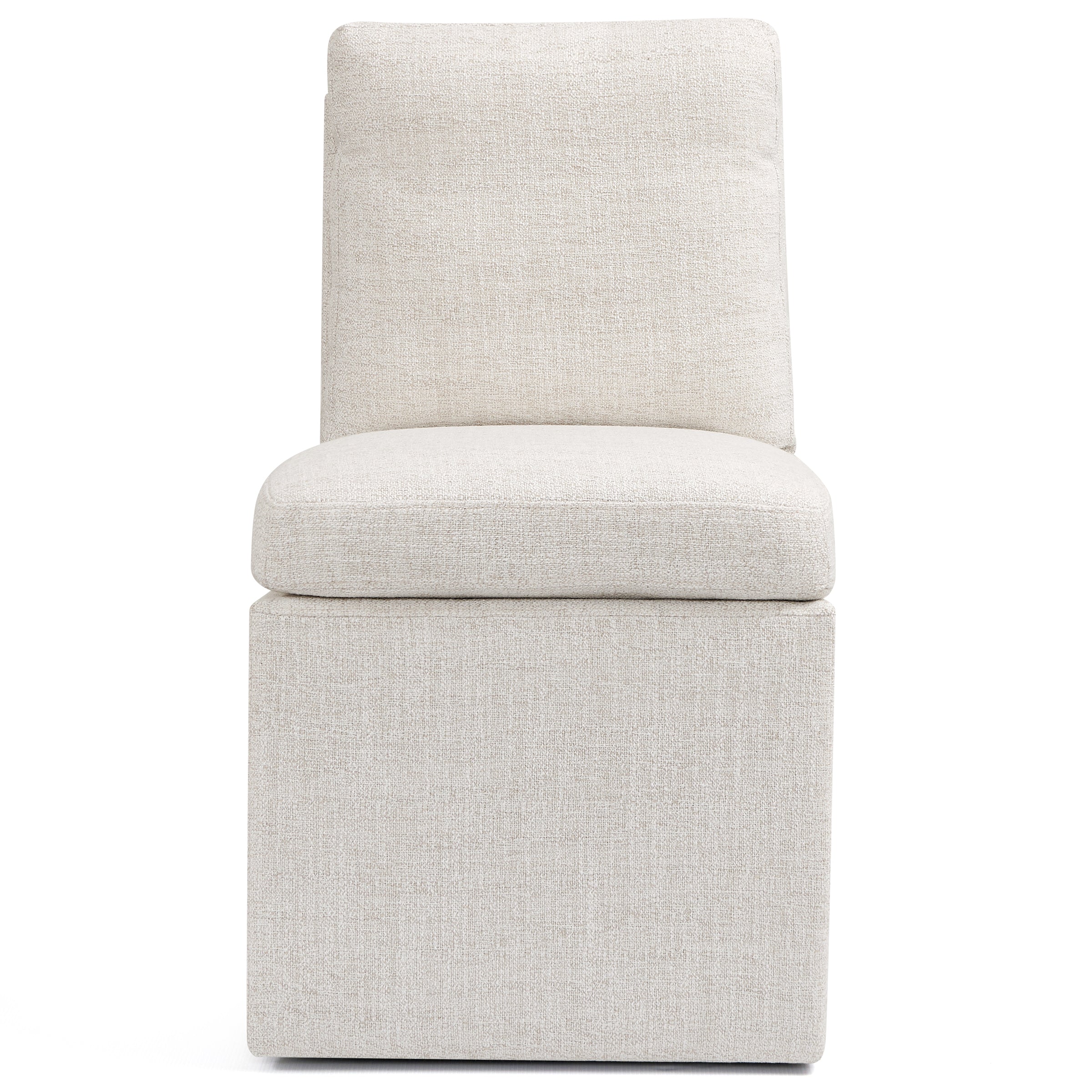 Subrtex Dining Chairs with Casters, Upholstered Dining Room Chairs, Accent Single Sofa Chair, Arrived Assembed, Slient Wheels, Cream/Khaki