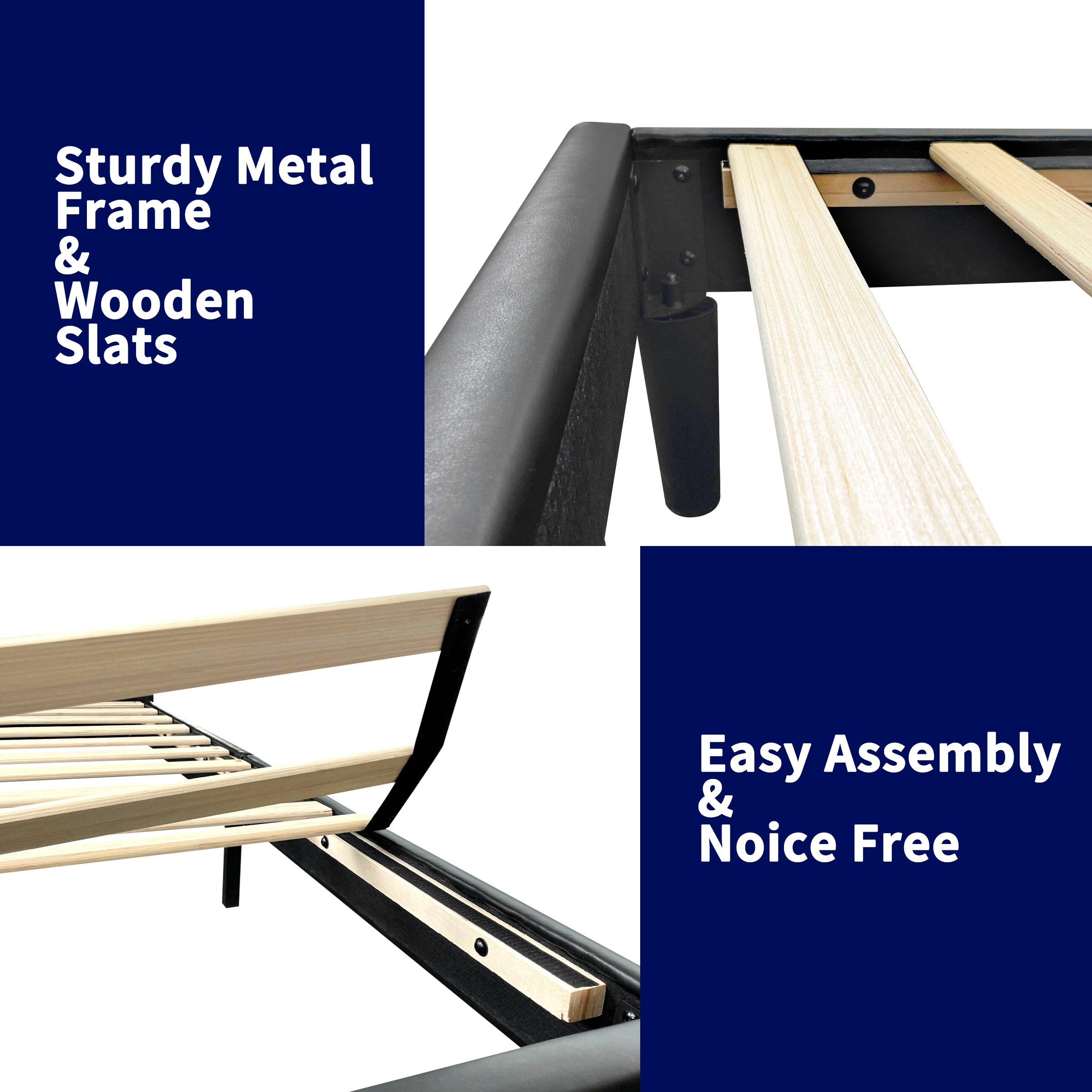 Harmony Elite Bed Frame with Metal Platform and Solid Wood Slats