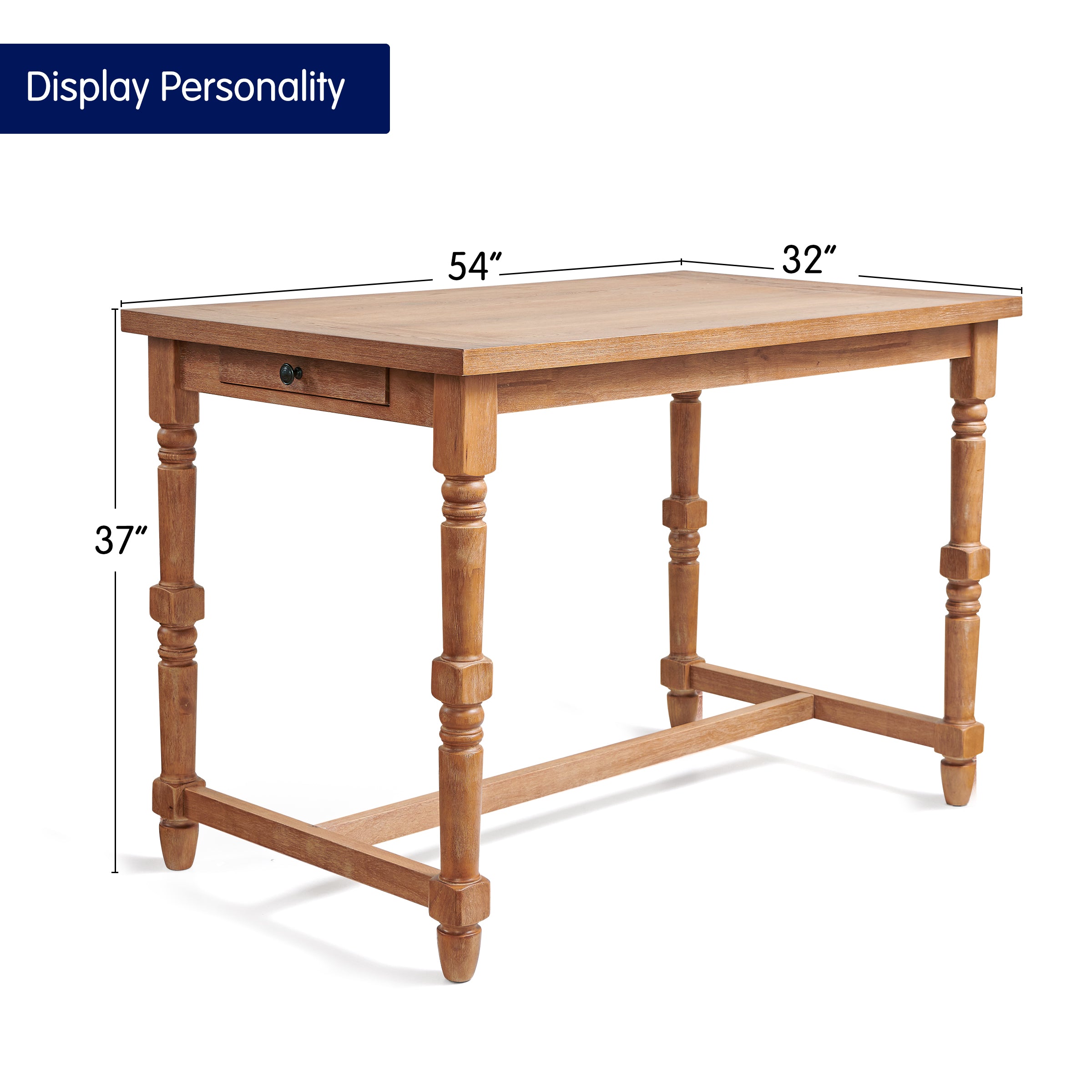 Subrtex Vintage Classic High - Leg Dining Table - Solid Wood For Dining Room